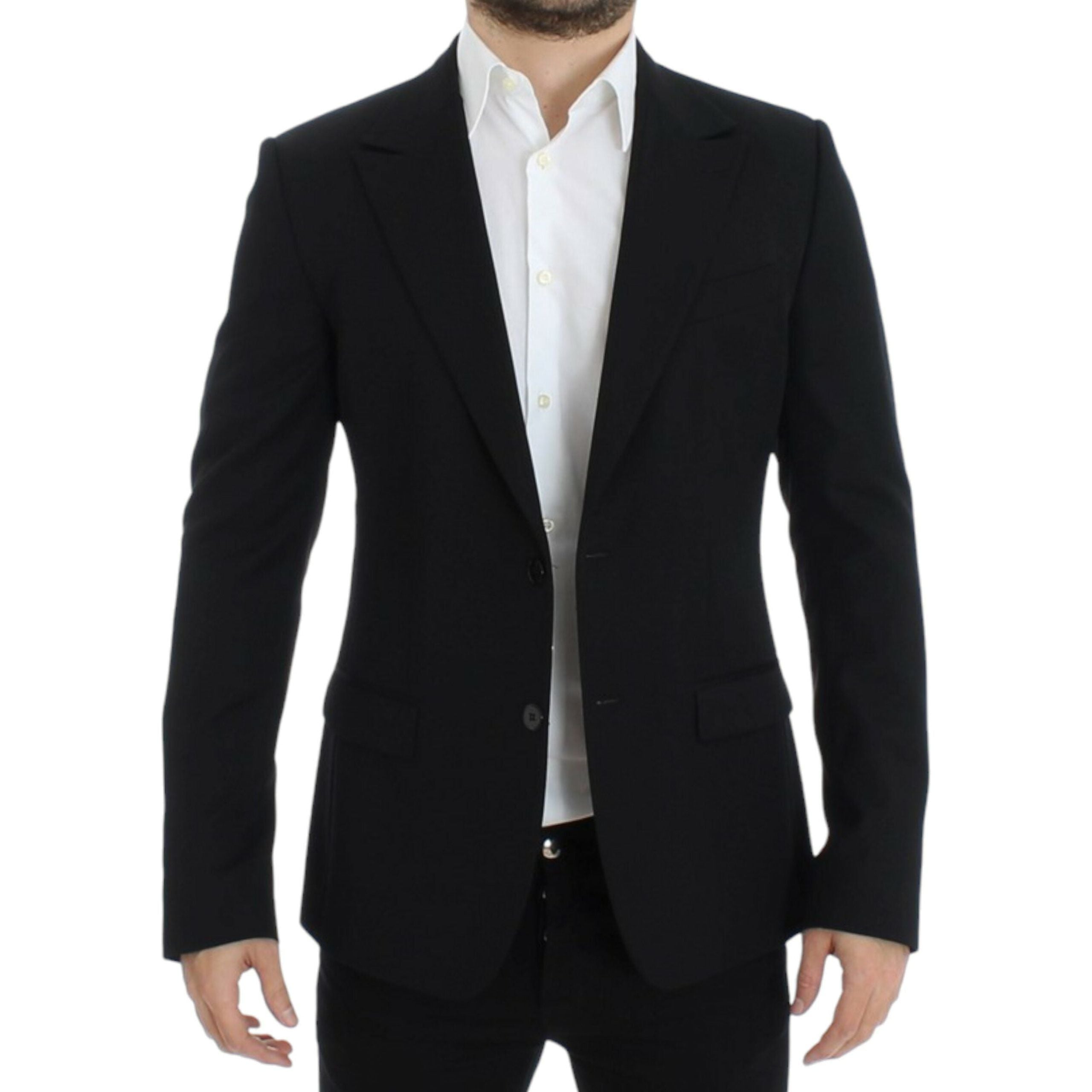 Dolce & Gabbana Black Wool Elegant Slim Fit Blazer
