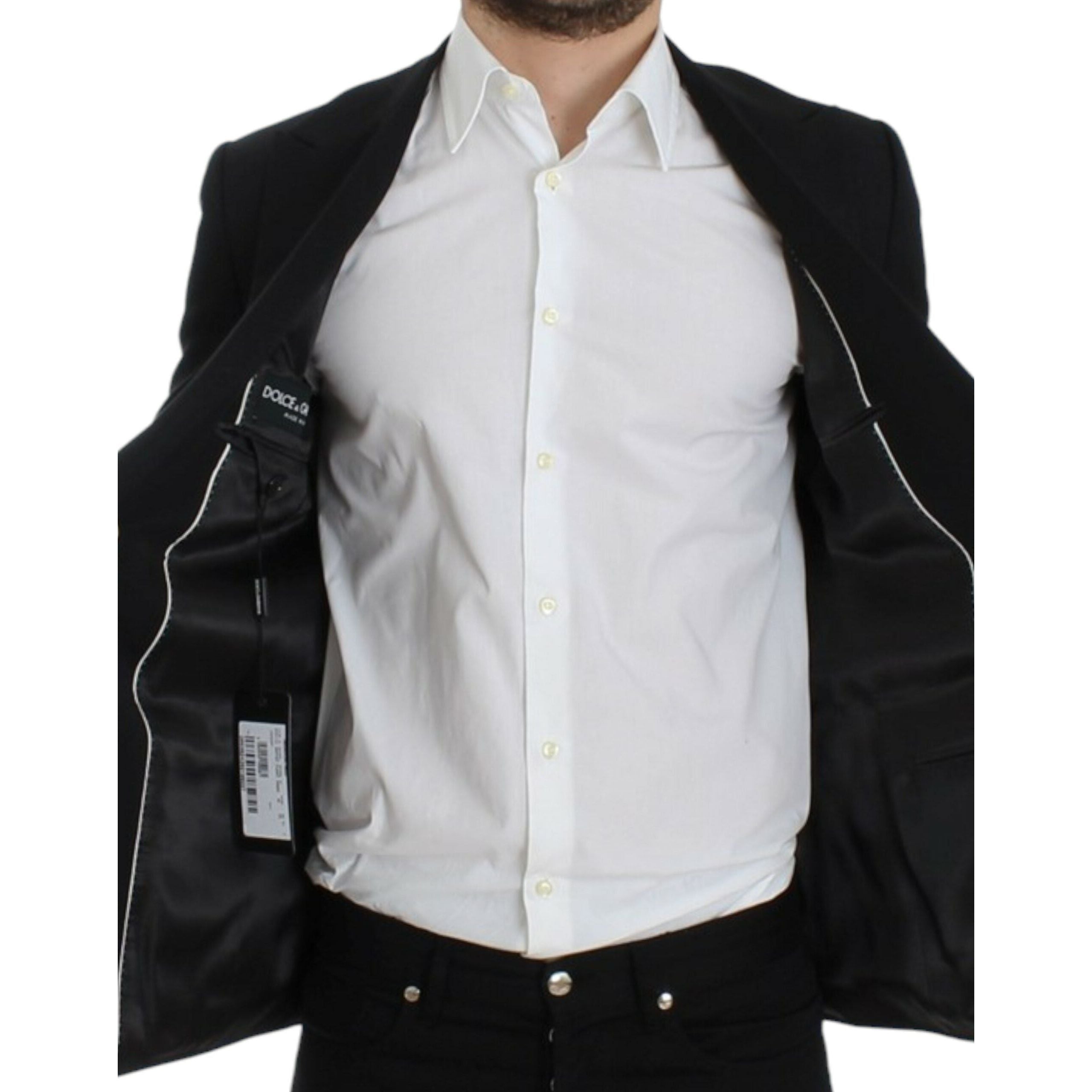Dolce & Gabbana Black Wool Elegant Slim Fit Blazer