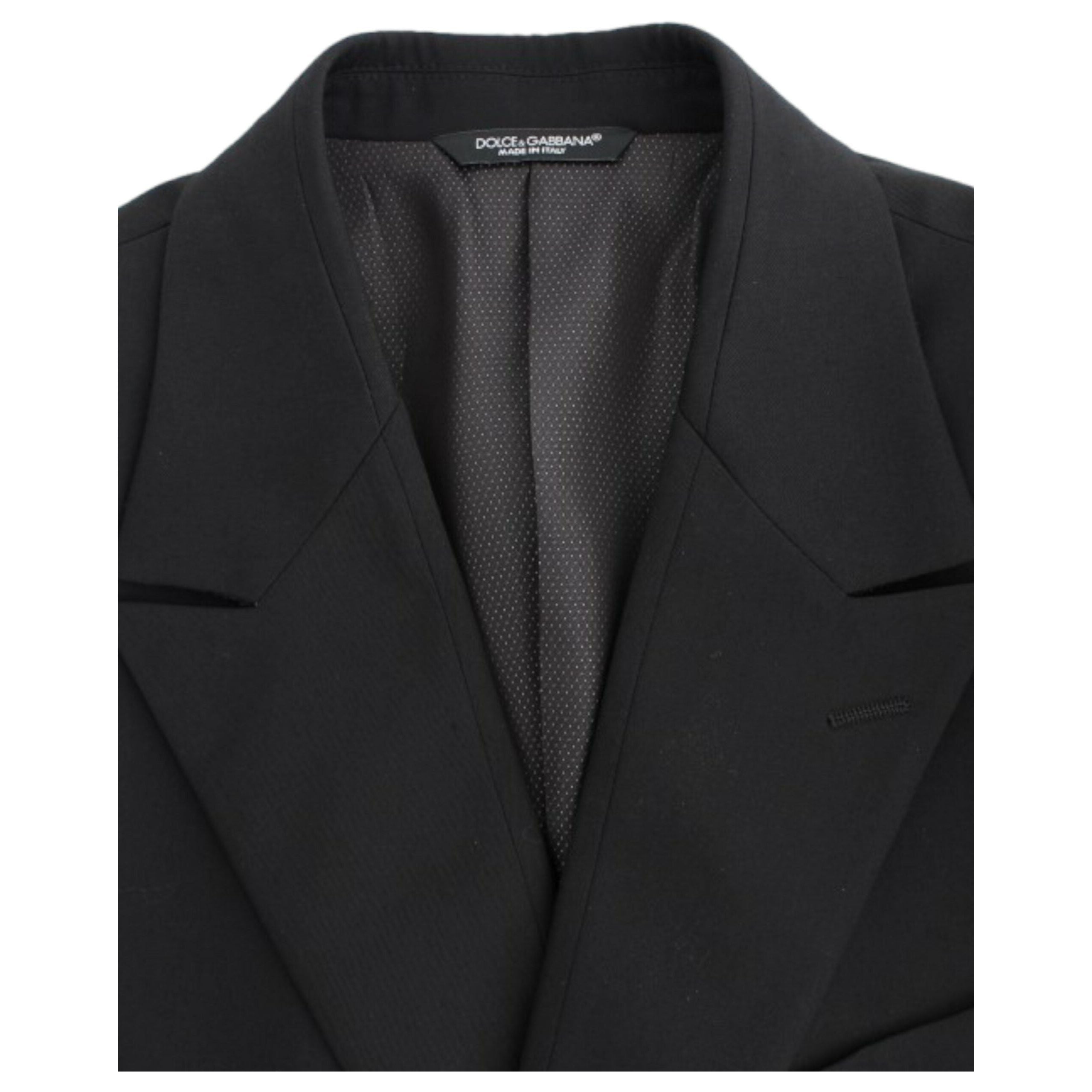 Dolce & Gabbana Black Wool Elegant Slim Fit Blazer