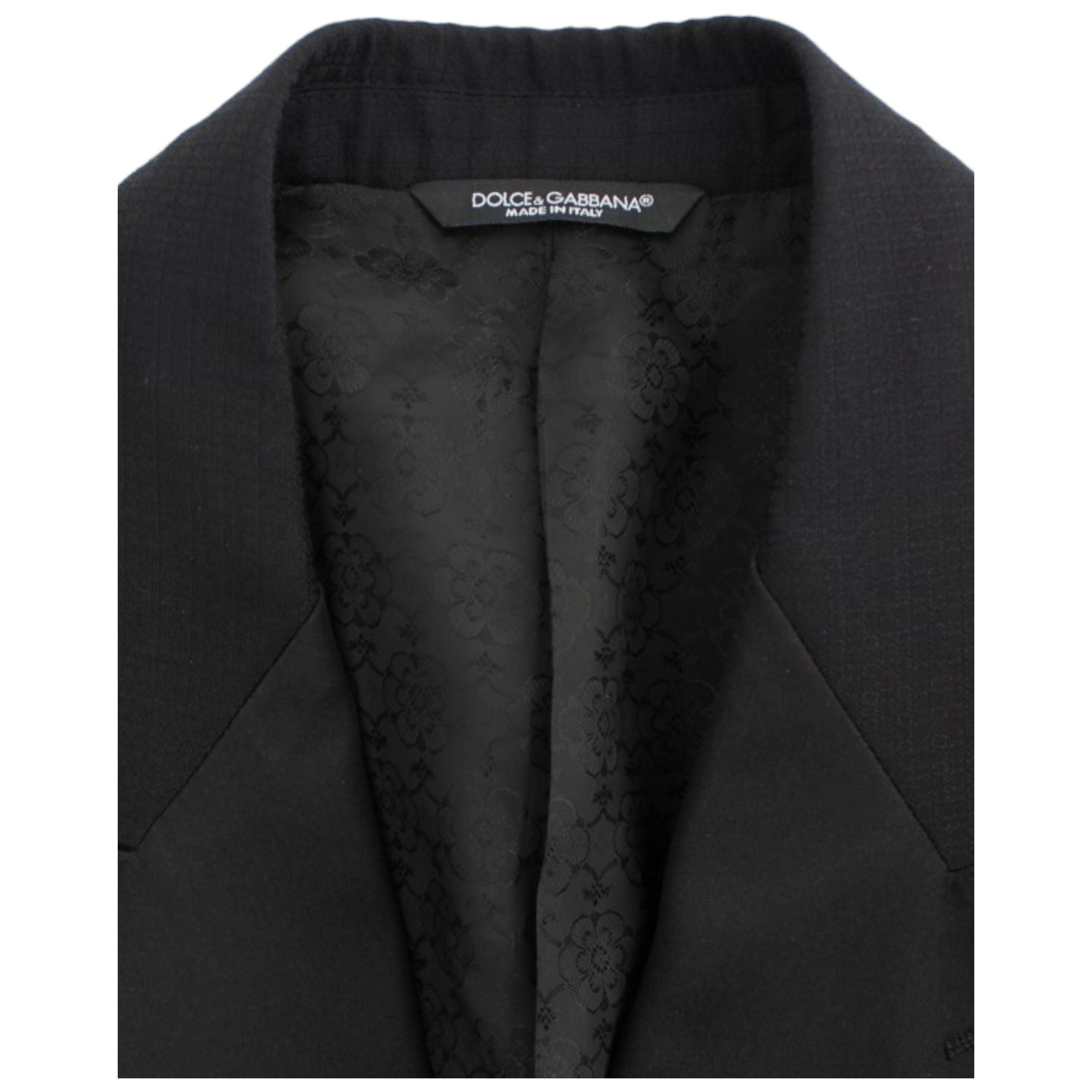Dolce & Gabbana Black Silk Blend Sicilia Blazer