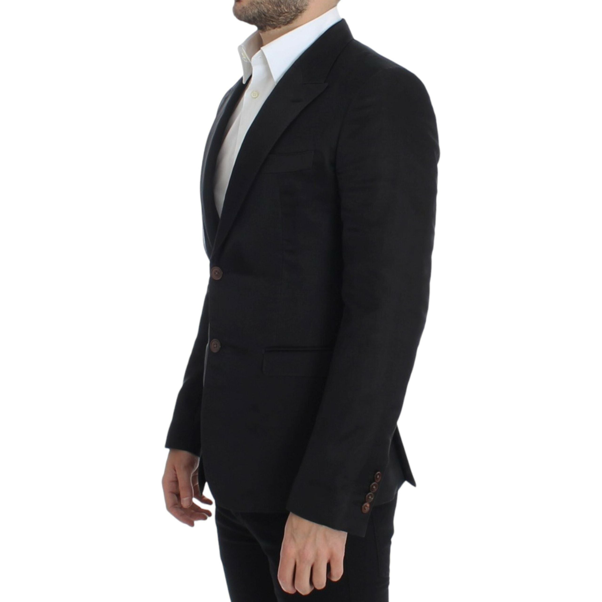 Dolce & Gabbana Black Silk Blend Two-Button Blazer
