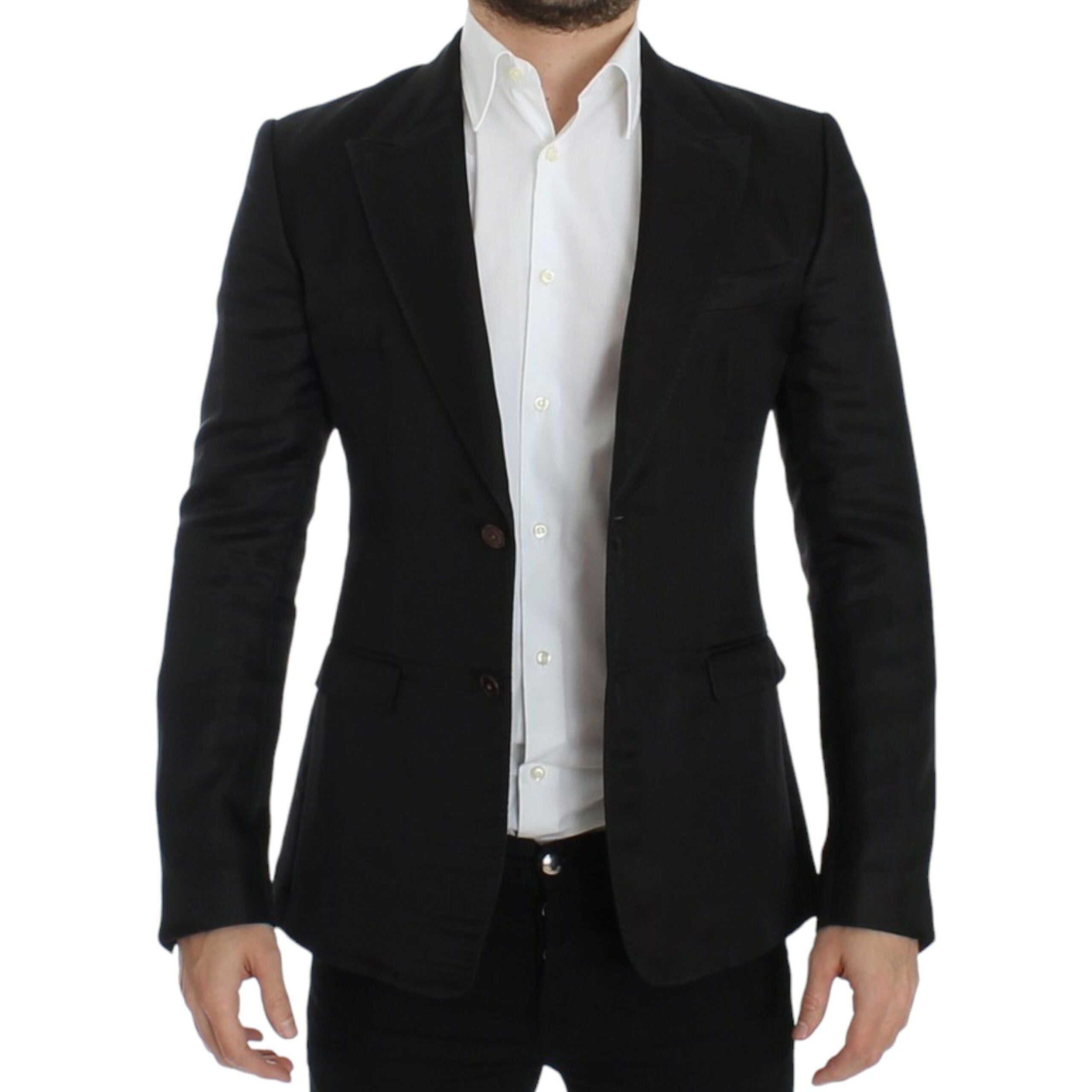 Dolce & Gabbana Black Silk Blend Two-Button Blazer