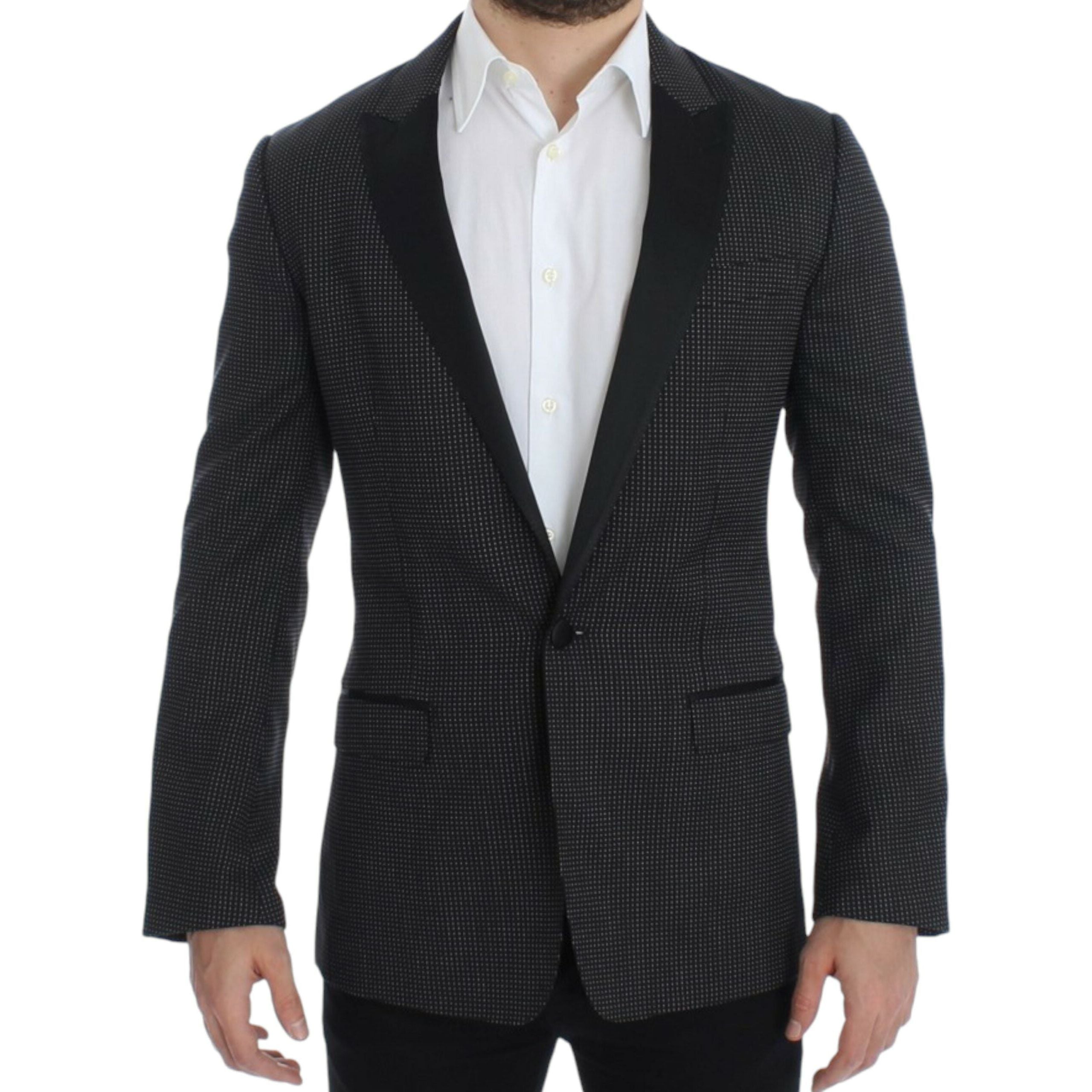 Dolce & Gabbana Black Wool Blend Slim Fit Blazer