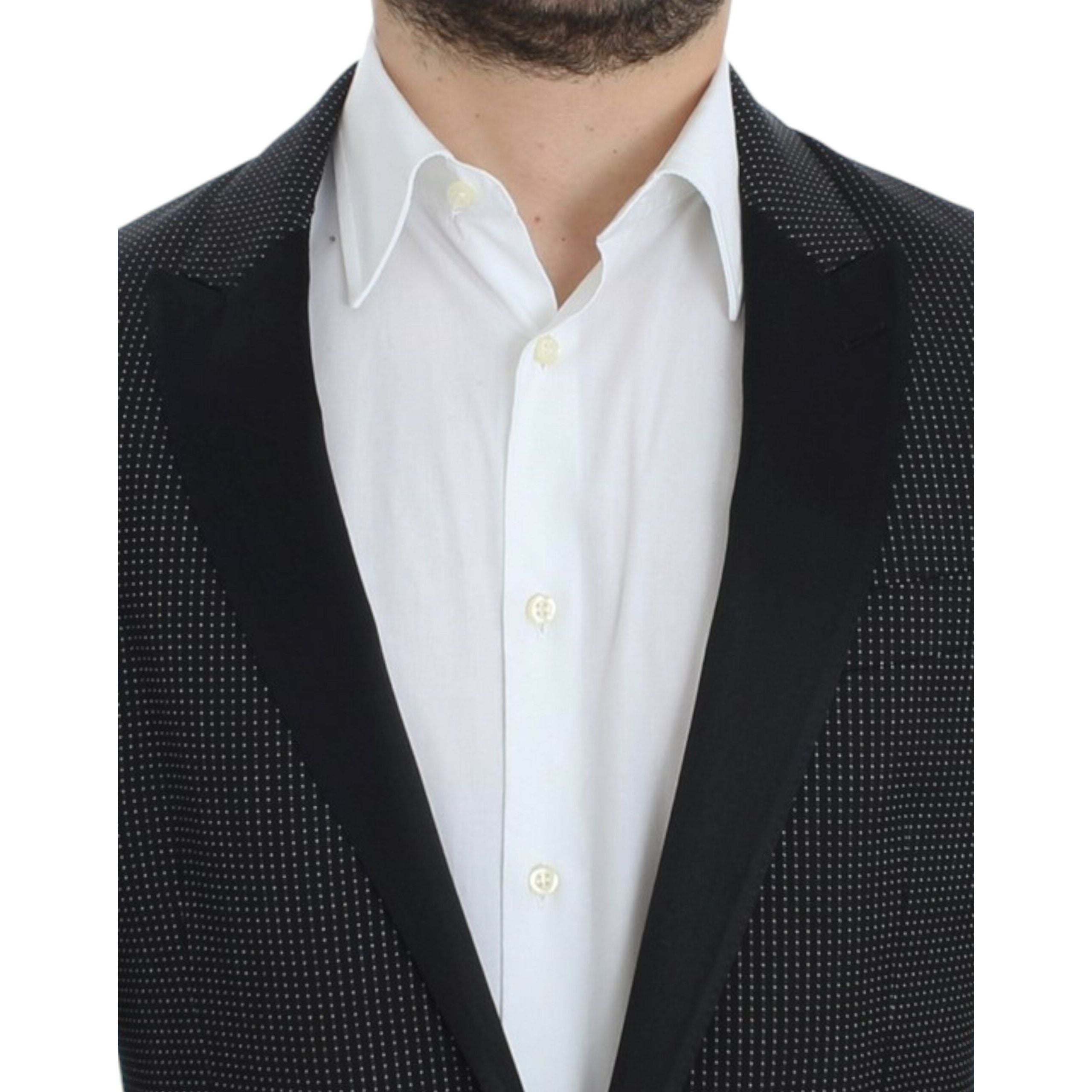 Dolce & Gabbana Black Wool Blend Slim Fit Blazer