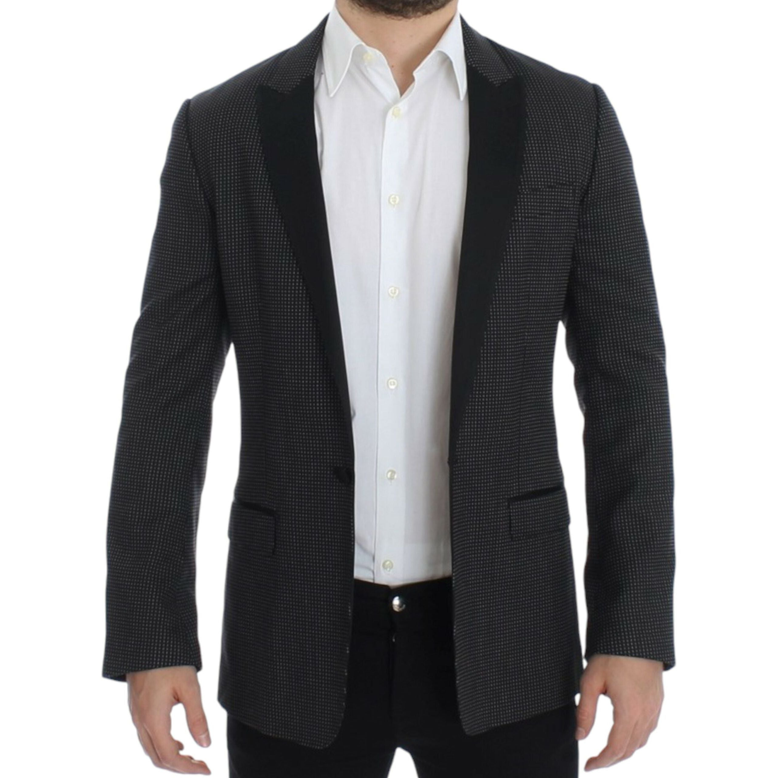 Dolce & Gabbana Black Wool Blend Slim Fit Blazer