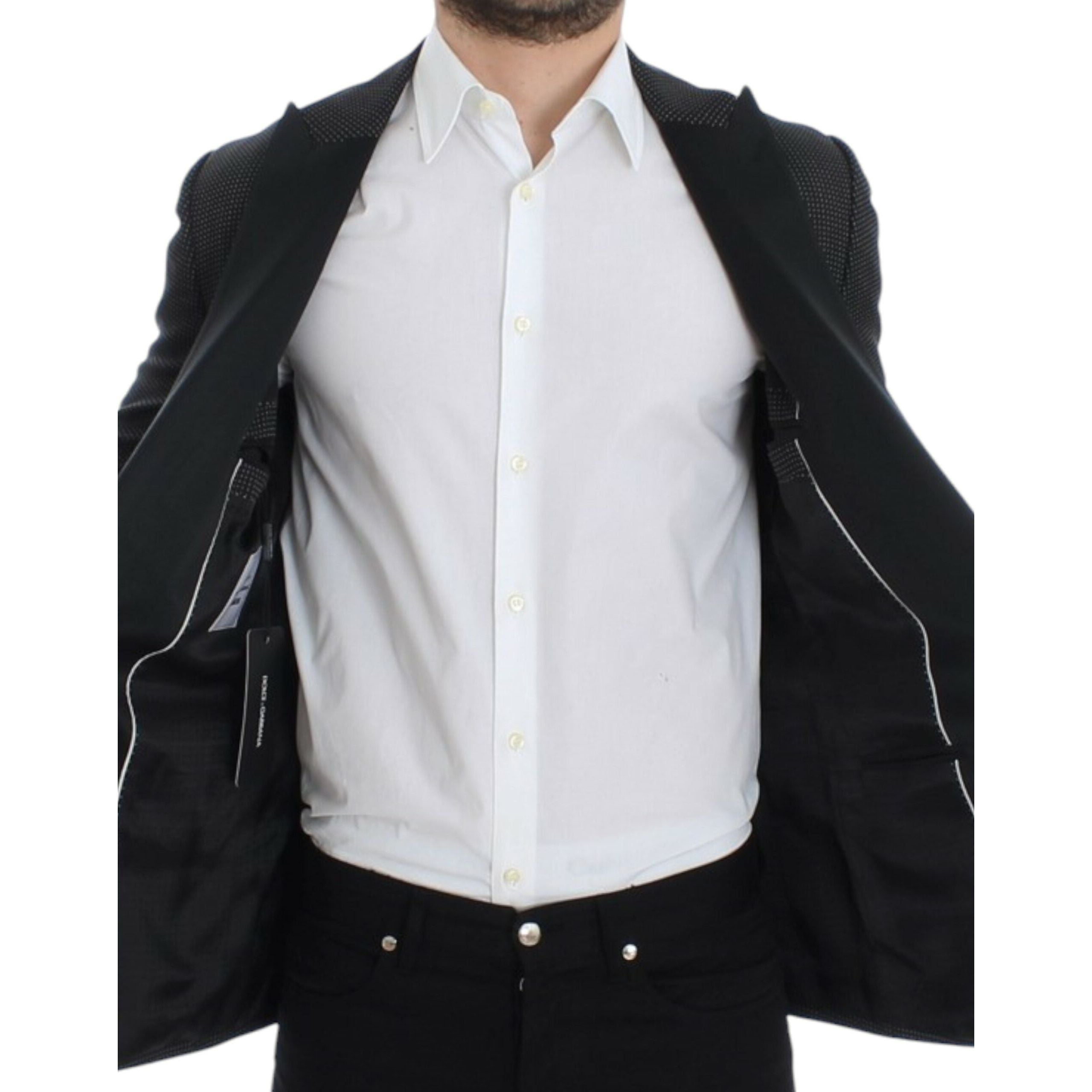 Dolce & Gabbana Black Wool Blend Slim Fit Blazer