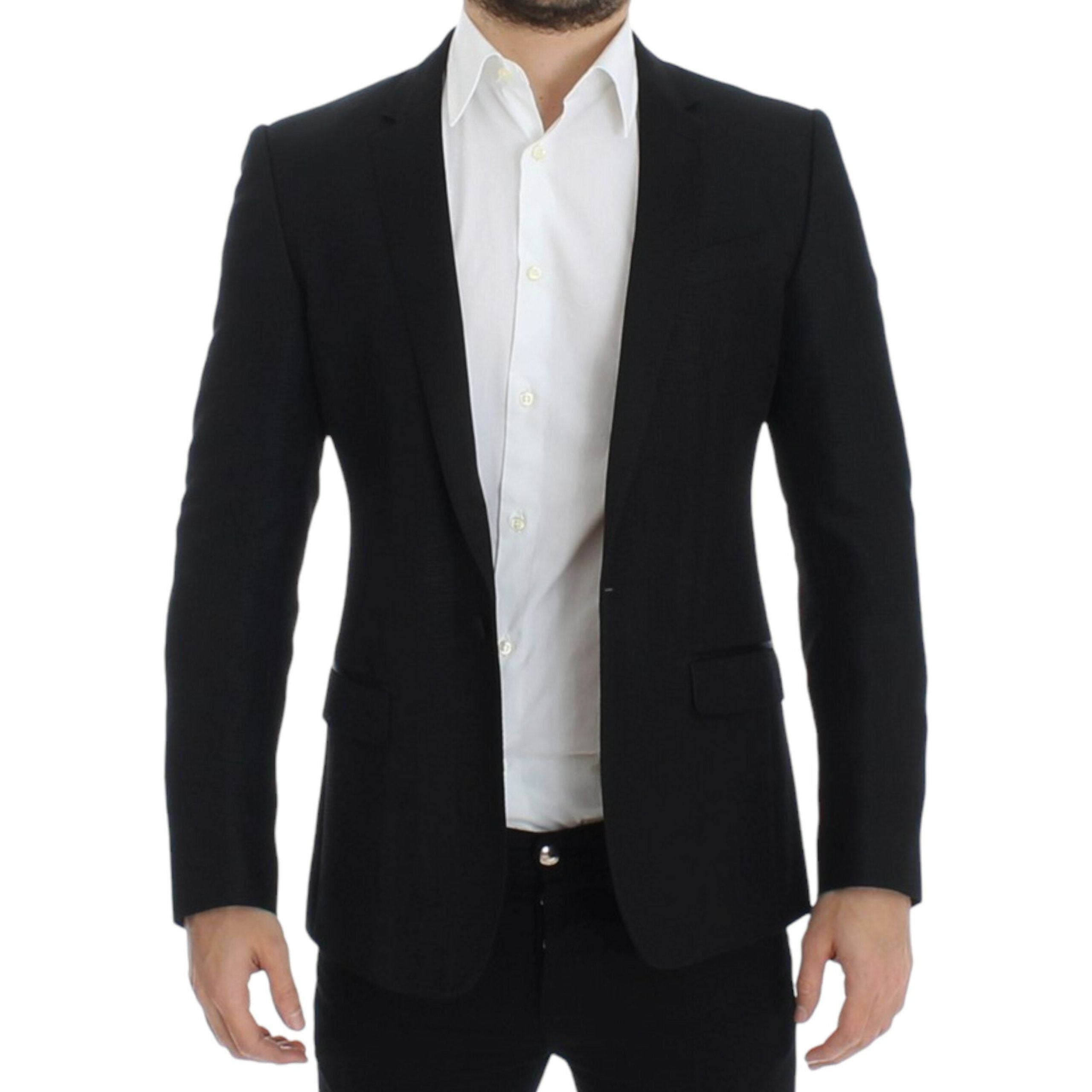 Dolce & Gabbana Black Wool Elegant Martini Blazer Jacket