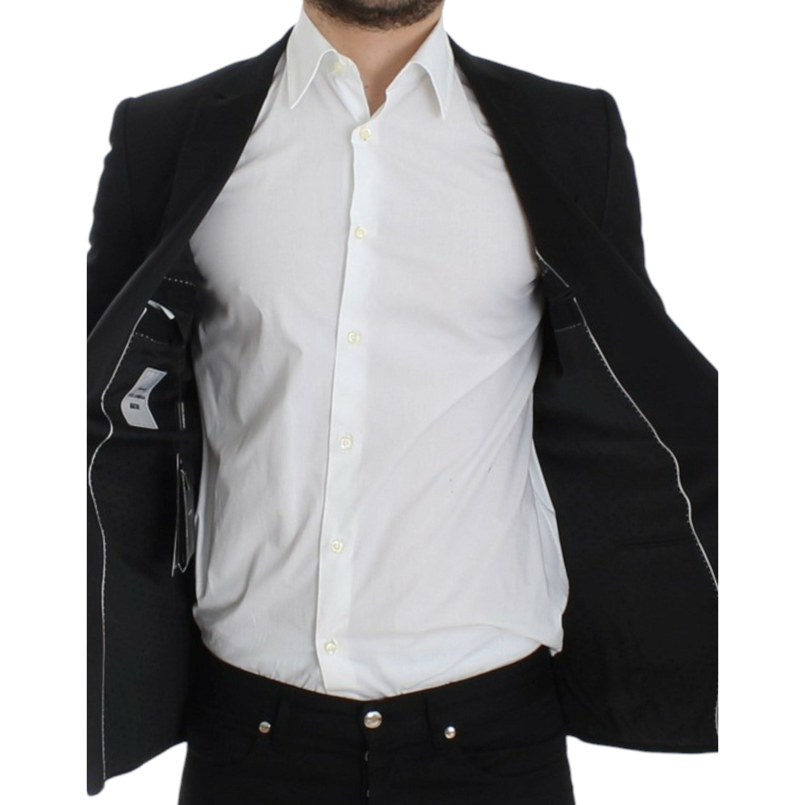 Dolce & Gabbana Black Wool Elegant Martini Blazer Jacket