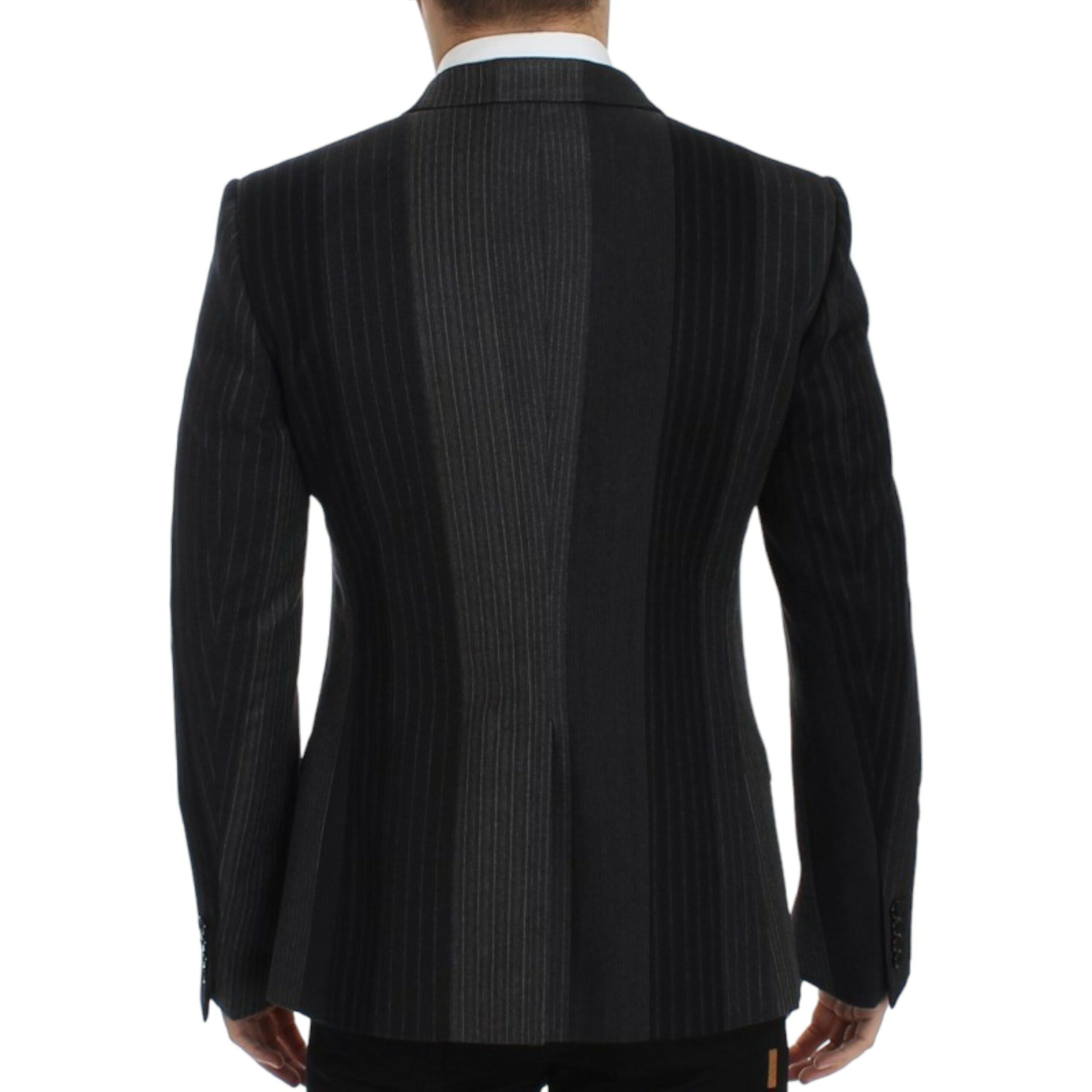 Dolce & Gabbana Gray Wool Striped Slim Blazer