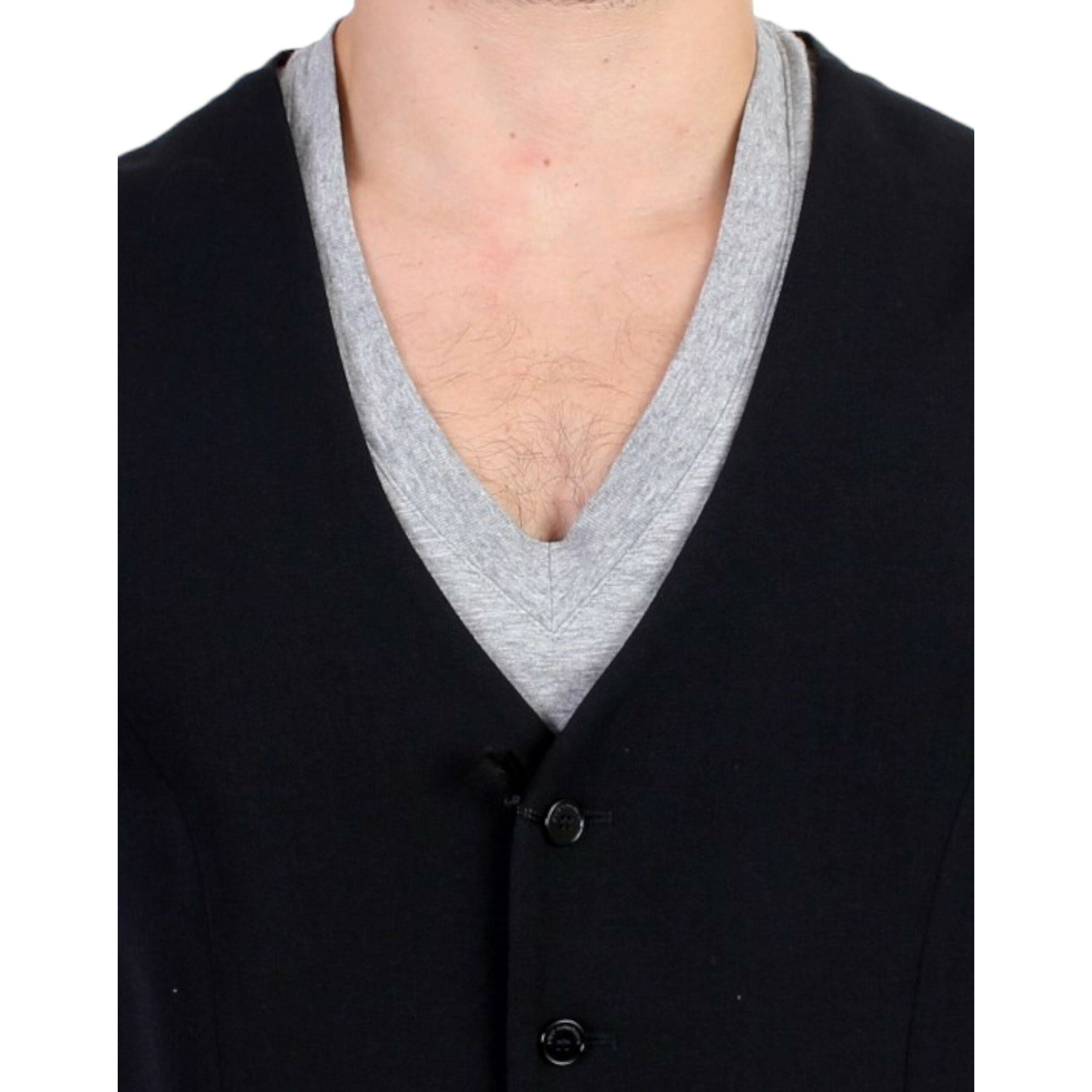 Costume National Black Wool Blend Casual Vest