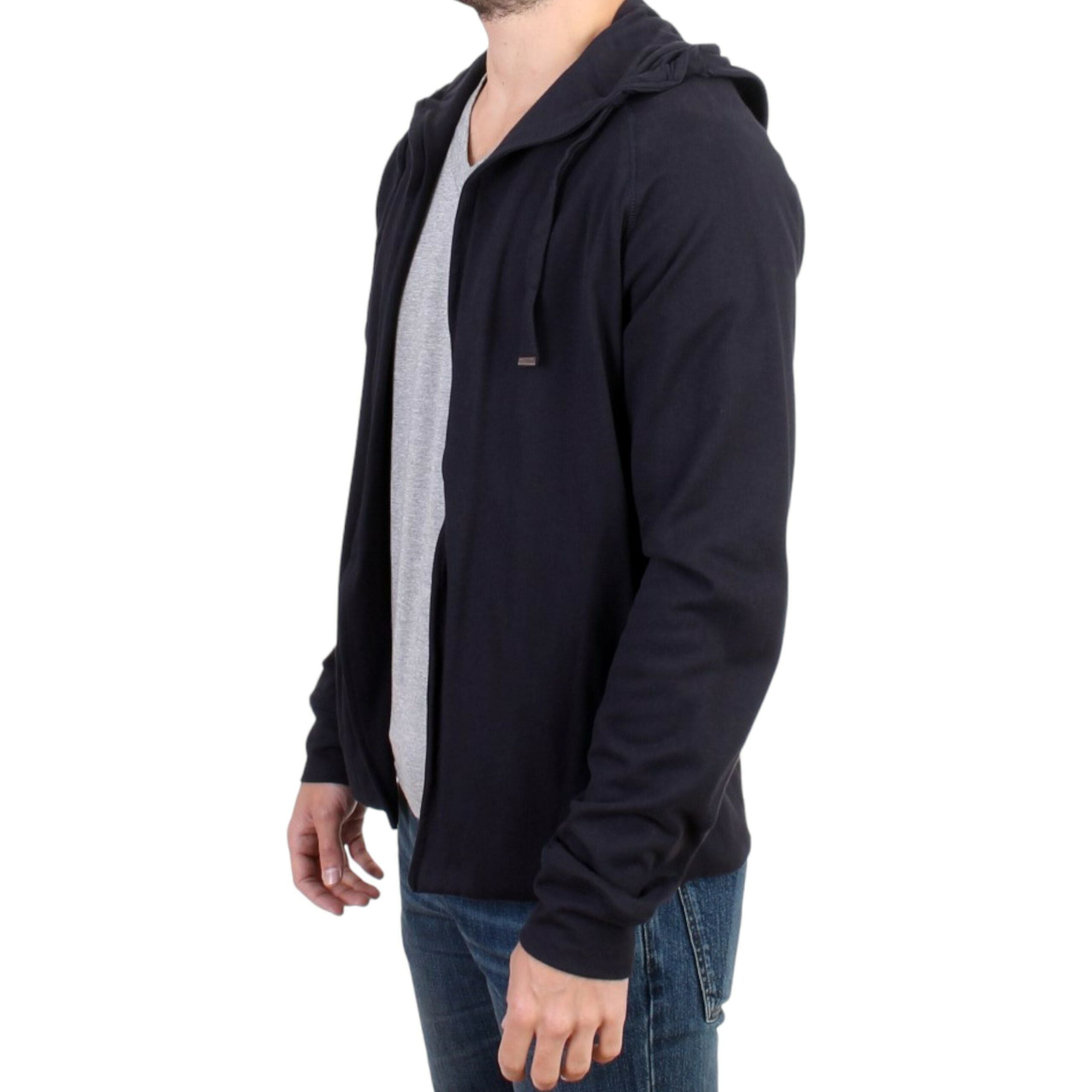 Costume National Elegant Blue Cotton Hooded Sweater
