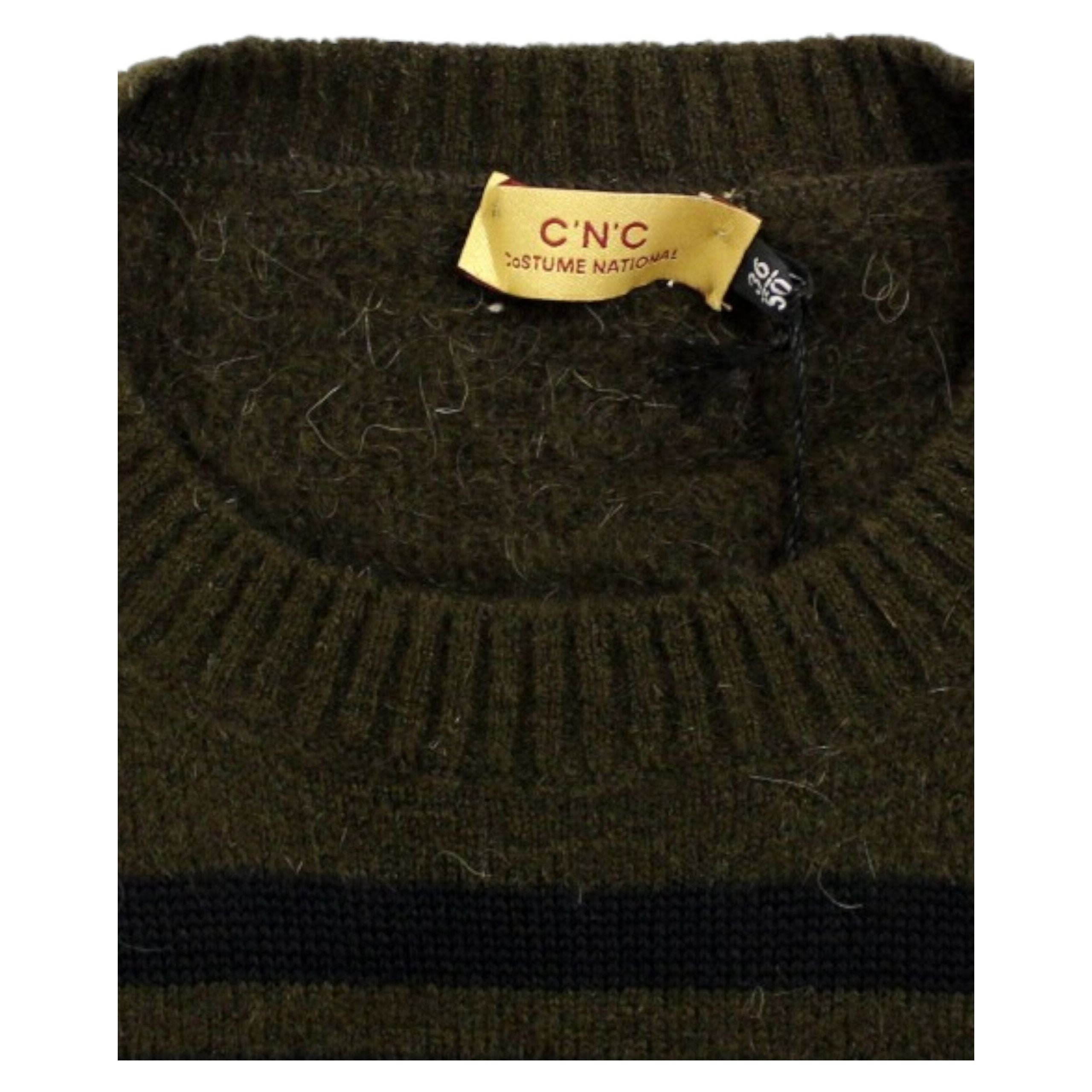 Costume National Brown Wool Striped Sweater Pullover
