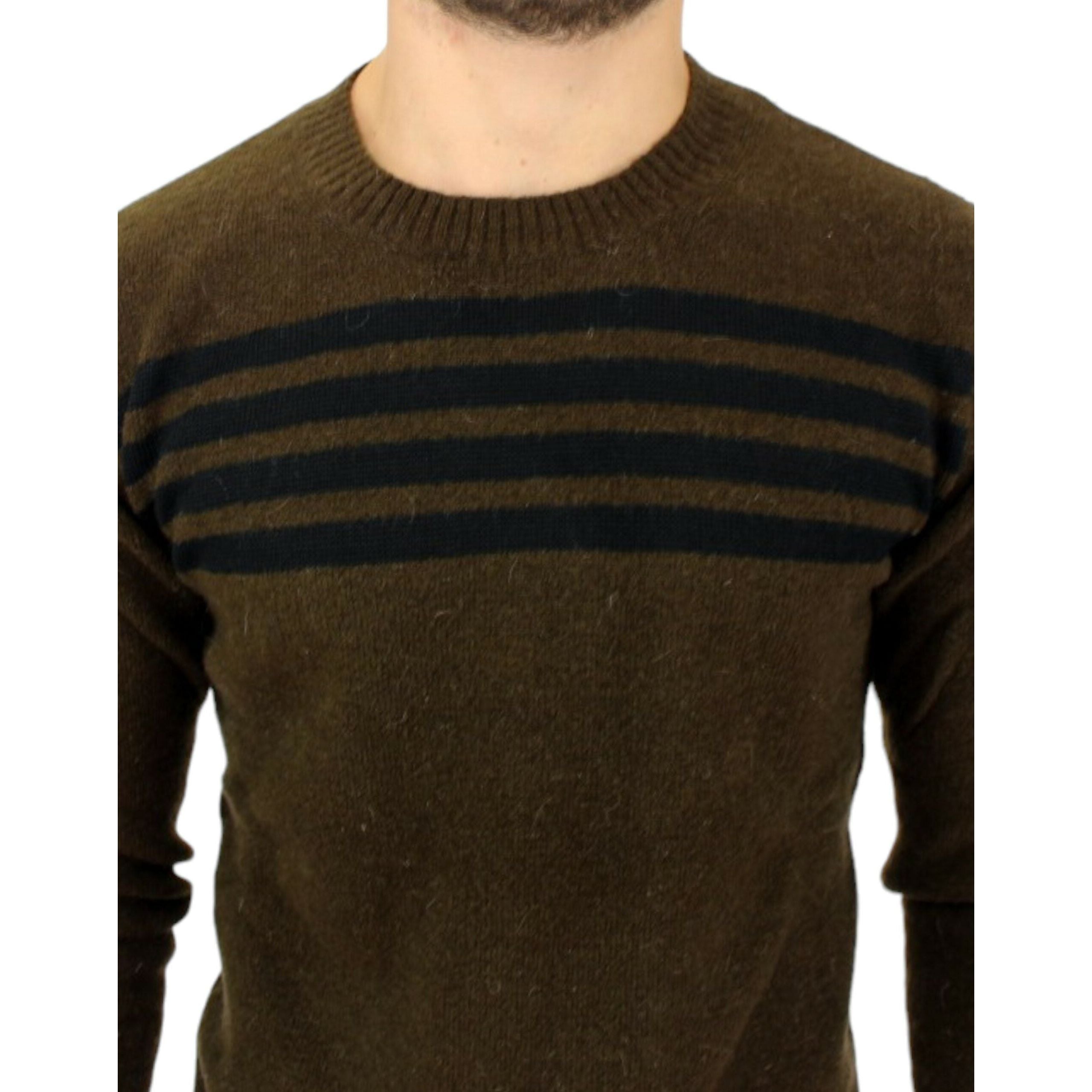 Costume National Brown Wool Striped Sweater Pullover