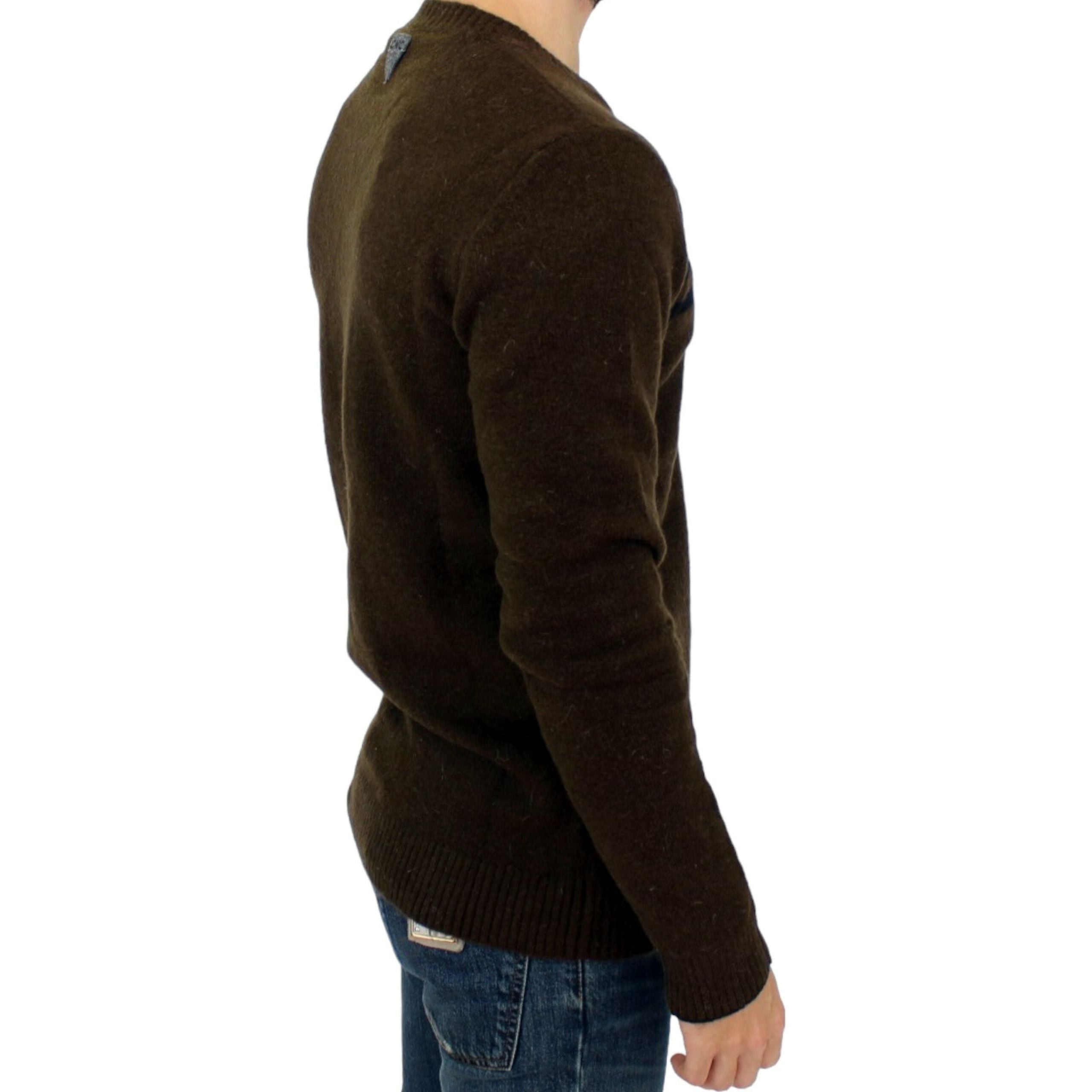 Costume National Brown Wool Striped Sweater Pullover
