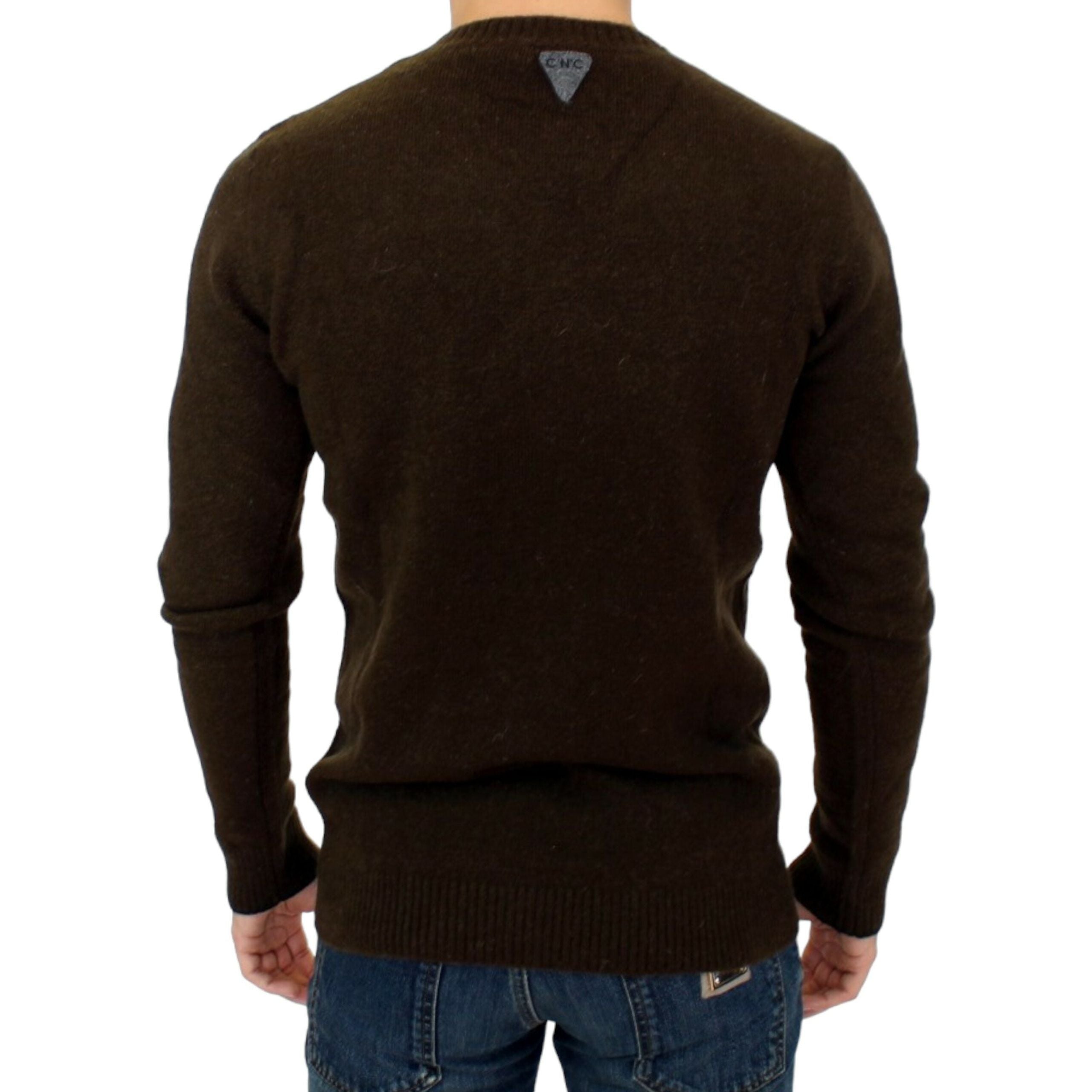 Costume National Brown Wool Striped Sweater Pullover