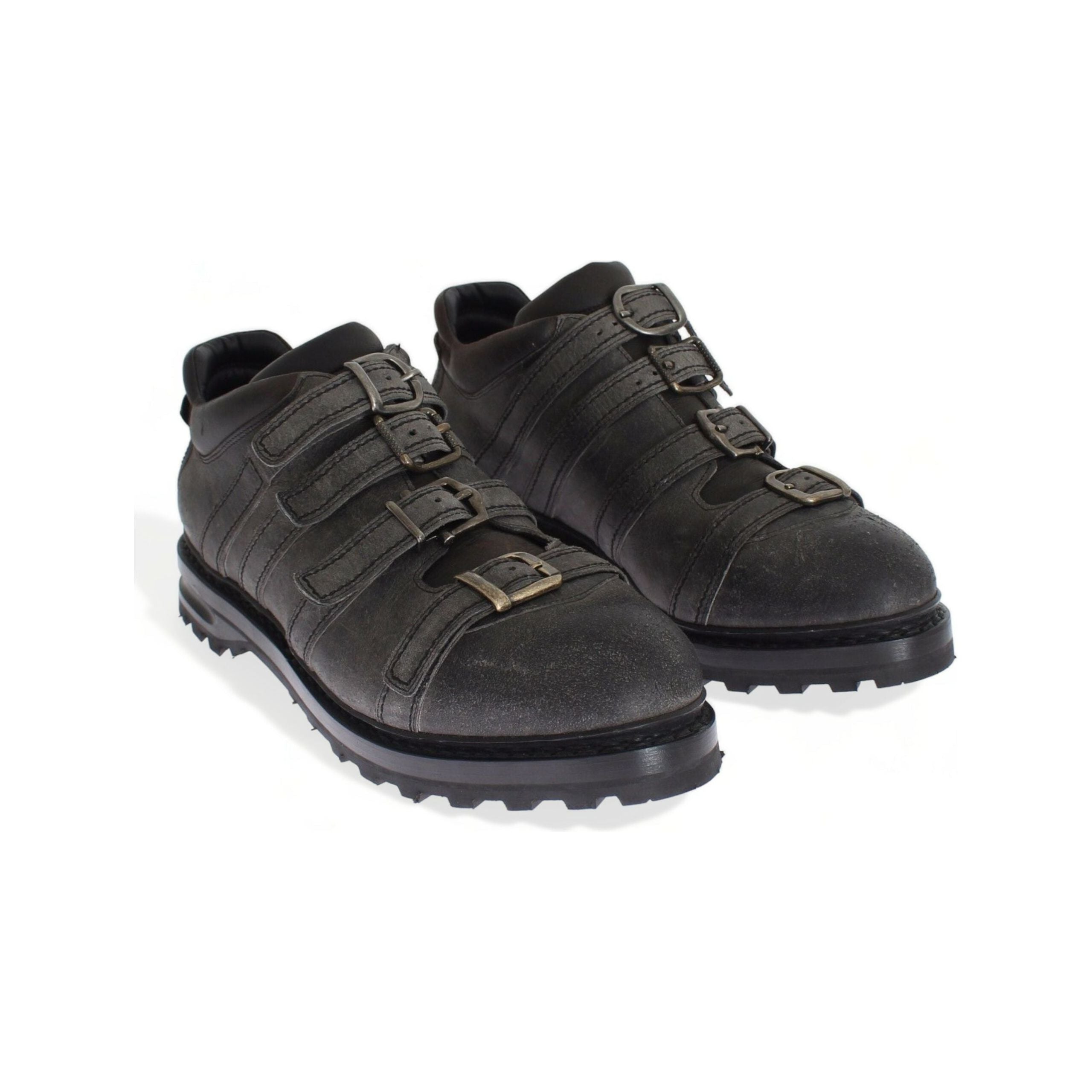 Dolce & Gabbana Gray Calfskin Leather Ankle Boots