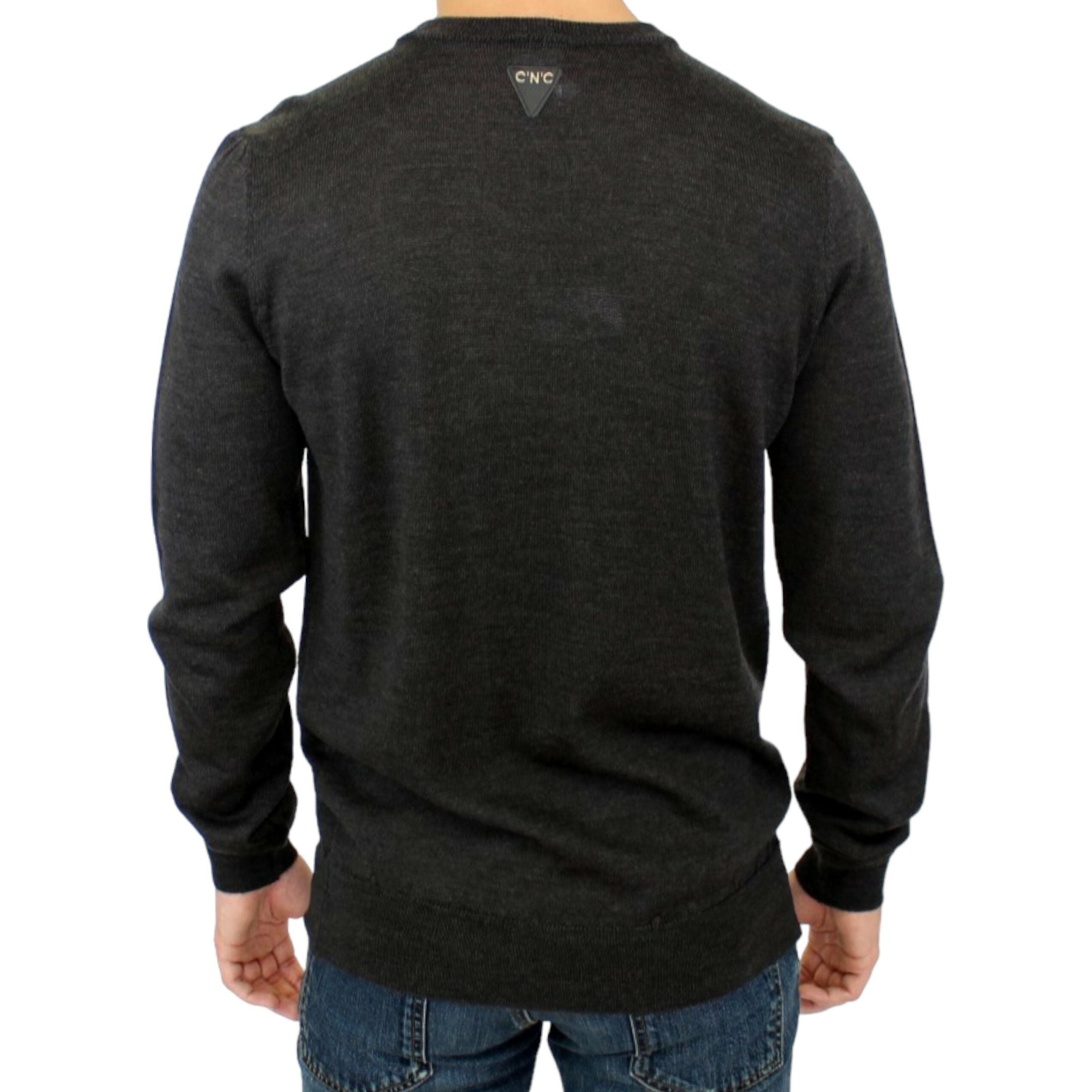 Costume National Elegant Gray Cashmere Crewneck Sweater Pullover