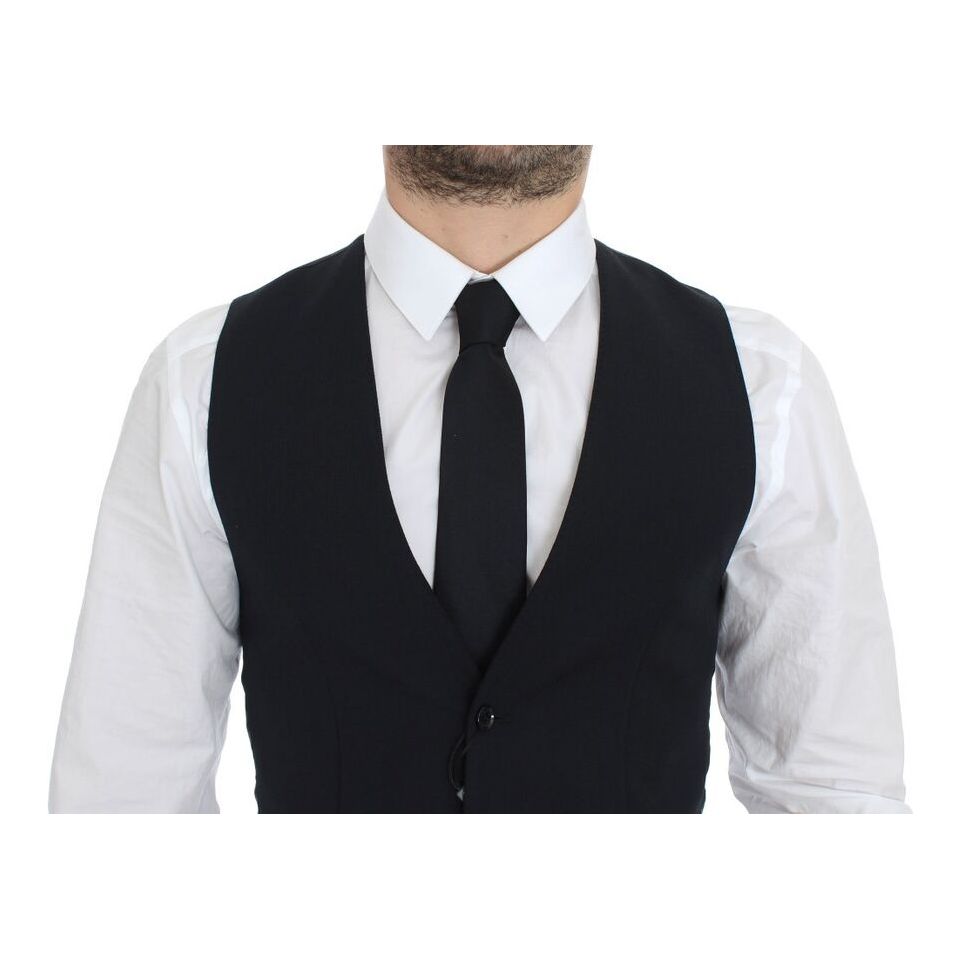 Dolce & Gabbana Blue Wool Dress Vest for Sophisticated Style