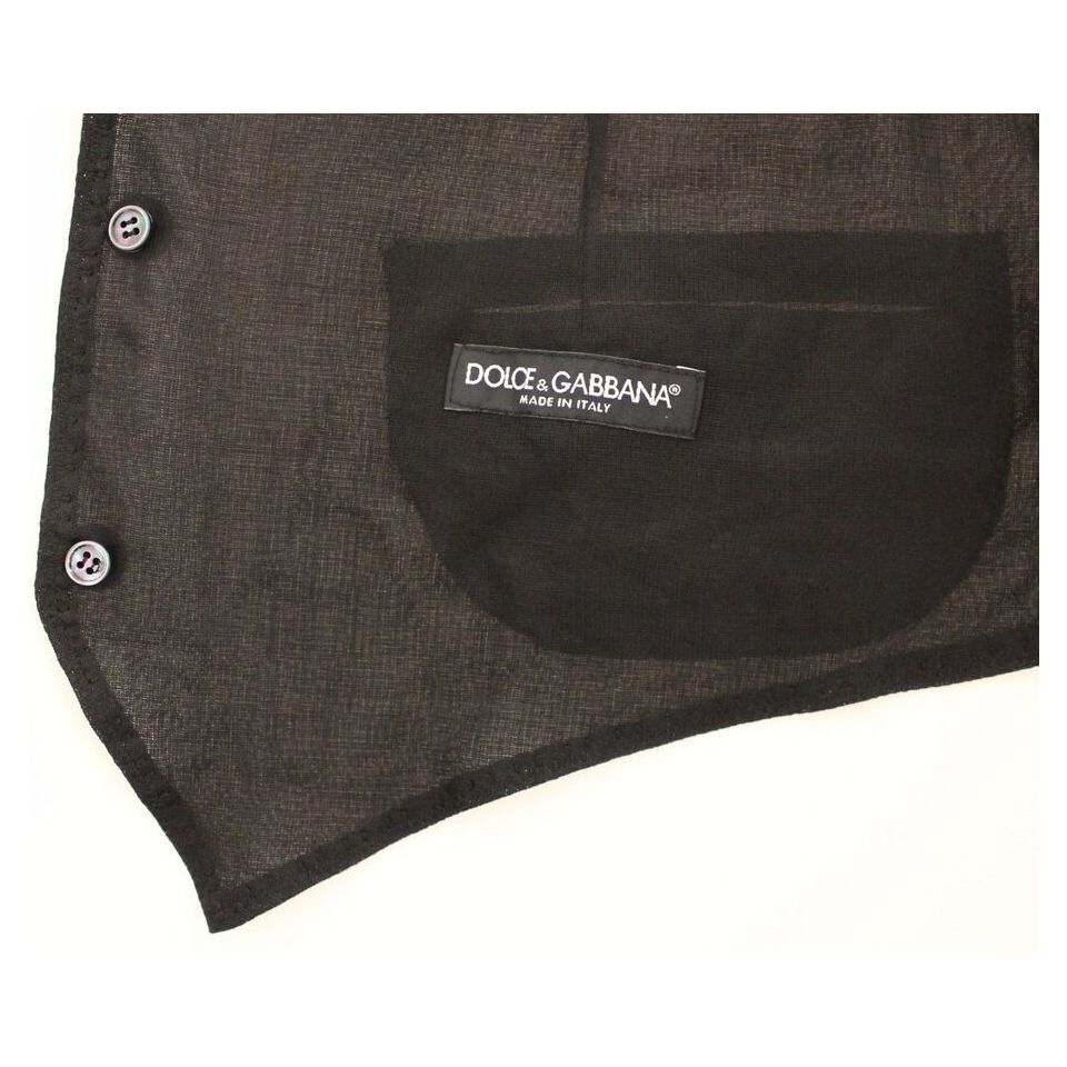 Dolce & Gabbana Black Wool Dress Vest for Timeless Style