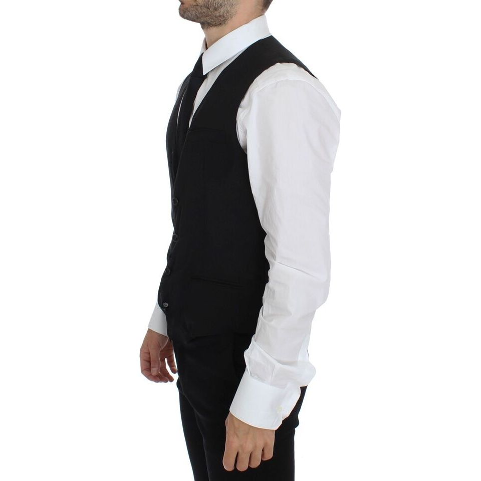 Dolce & Gabbana Black Wool Dress Vest for Timeless Style