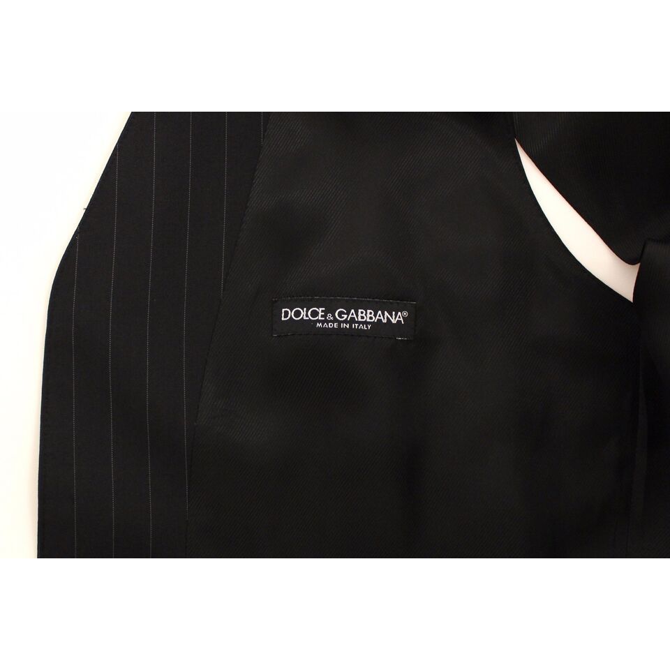 Dolce & Gabbana Black Wool Silk Dress Vest