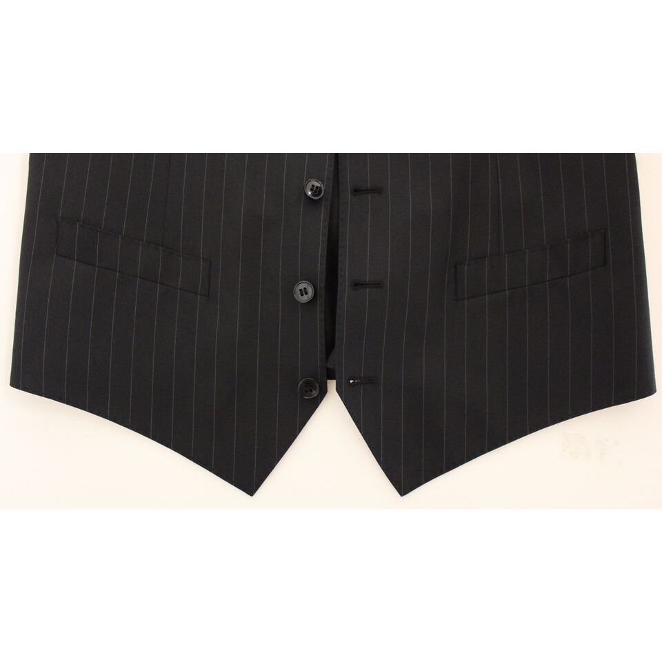 Dolce & Gabbana Black Wool Silk Dress Vest