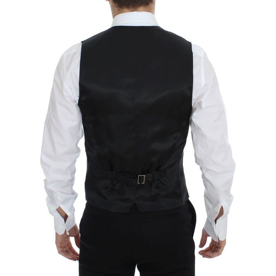 Dolce & Gabbana Black Wool Silk Dress Vest