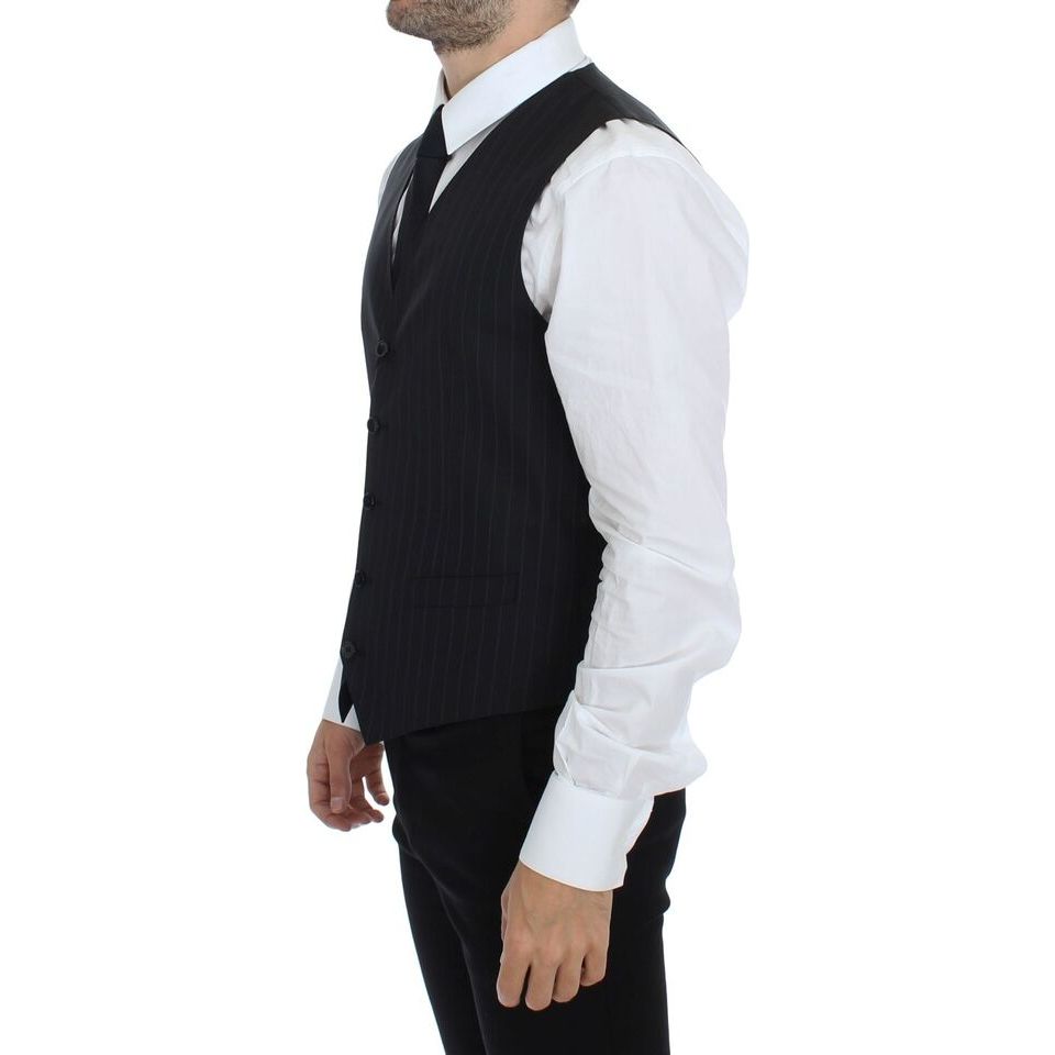 Dolce & Gabbana Black Wool Silk Dress Vest