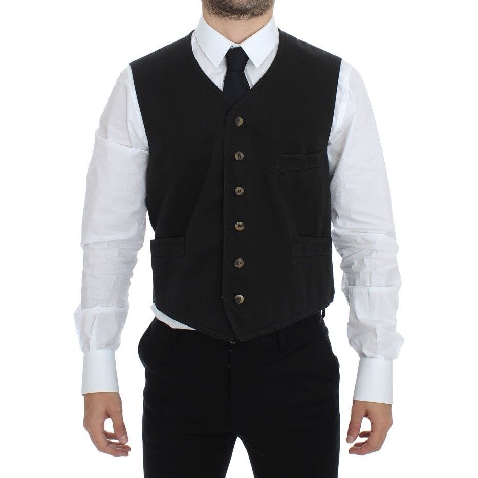 Dolce & Gabbana Black Cotton Blend Dress Vest