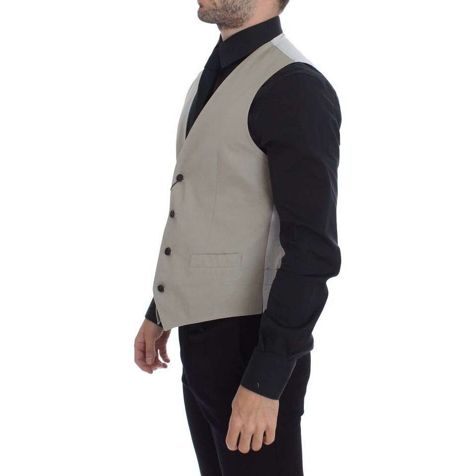 Dolce & Gabbana Beige Cotton Silk Dress Vest