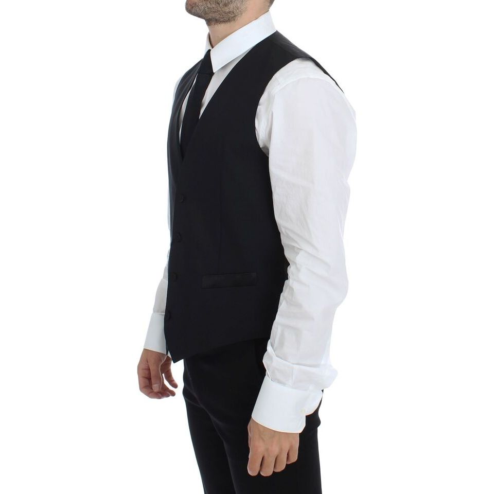 Dolce & Gabbana Black Silk-Wool Dress Vest