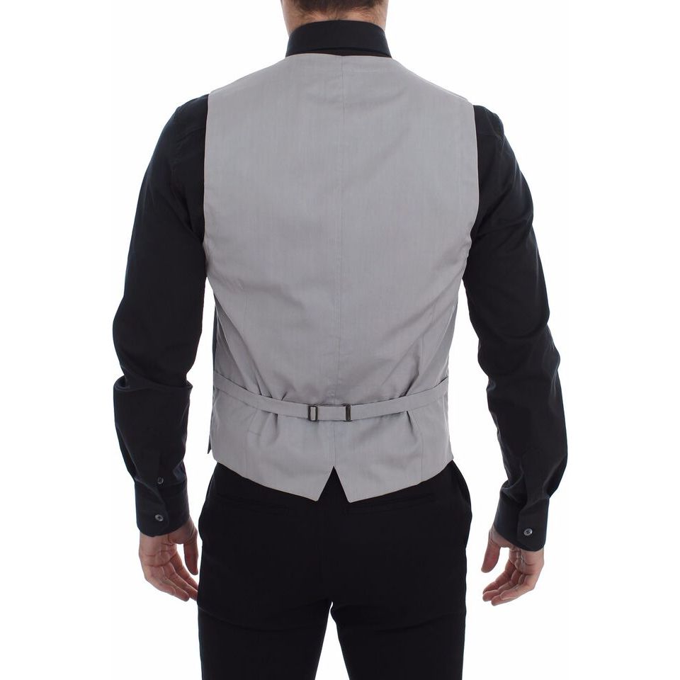 Dolce & Gabbana Gray Cotton Slim Fit Dress Vest