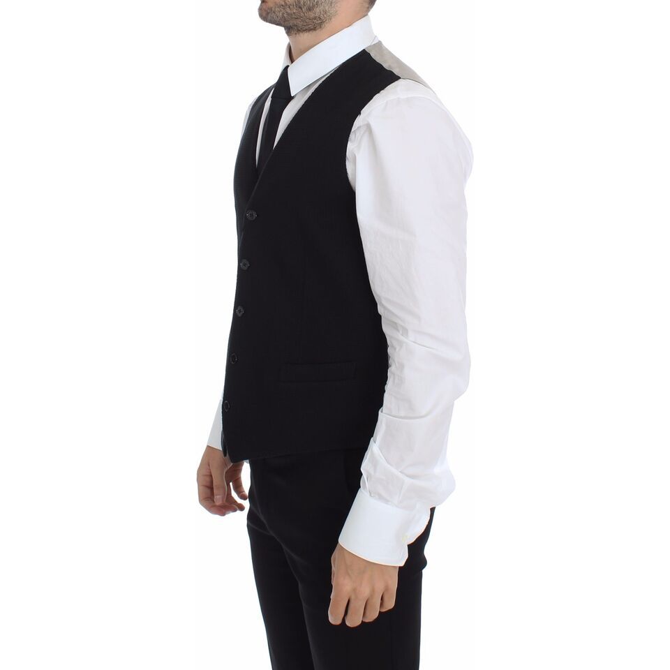Dolce & Gabbana Black Silk Dress Vest for Luxe Style