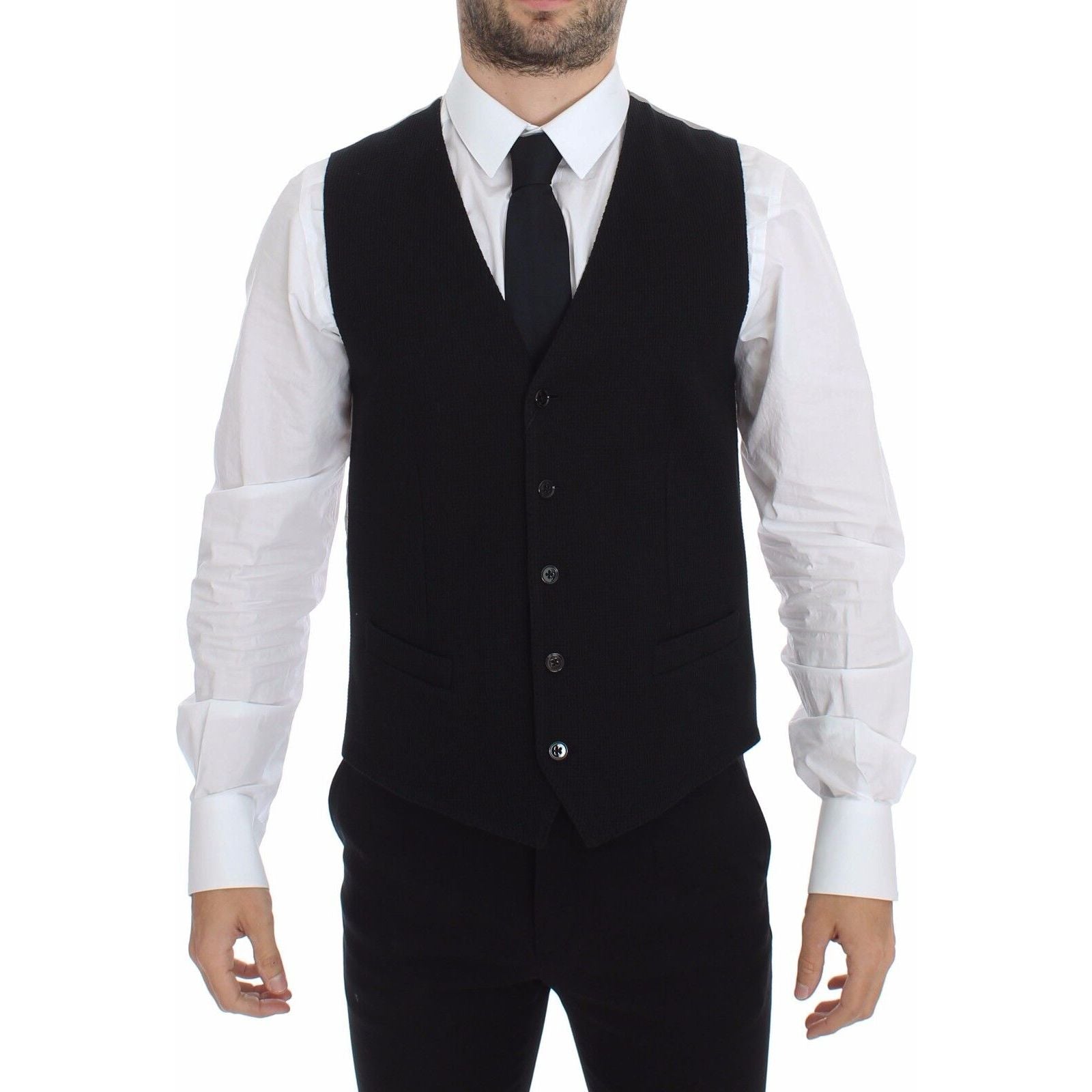 Dolce & Gabbana Black Silk Dress Vest for Luxe Style