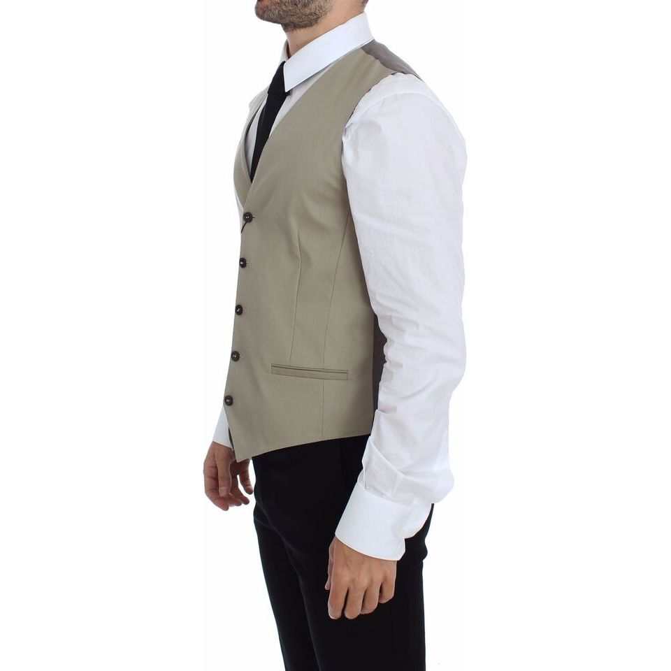 Dolce & Gabbana Beige Cotton Dress Vest for Luxe Style