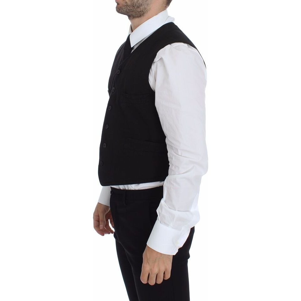 Dolce & Gabbana Black Cotton Blend Dress Vest