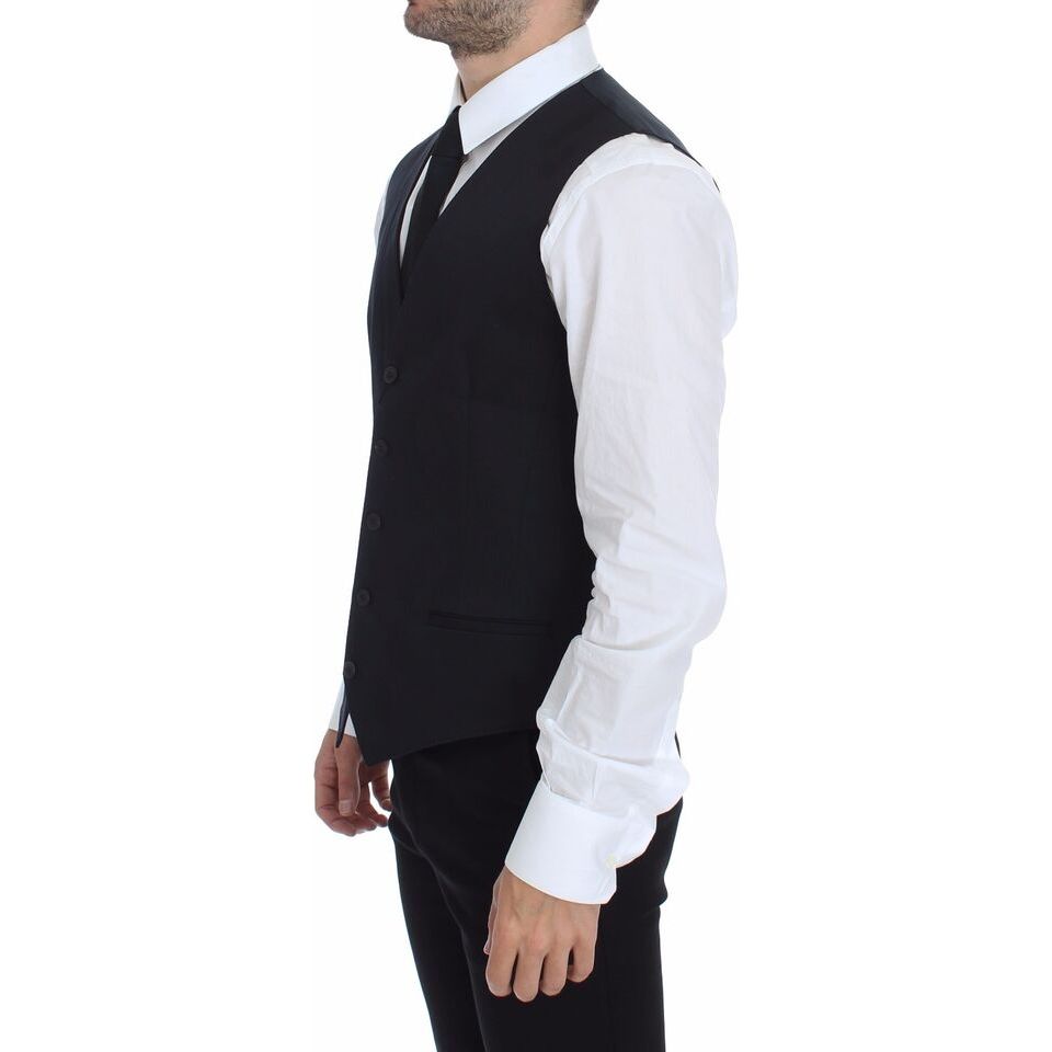 Dolce & Gabbana Blue Cotton Stretch Dress Vest