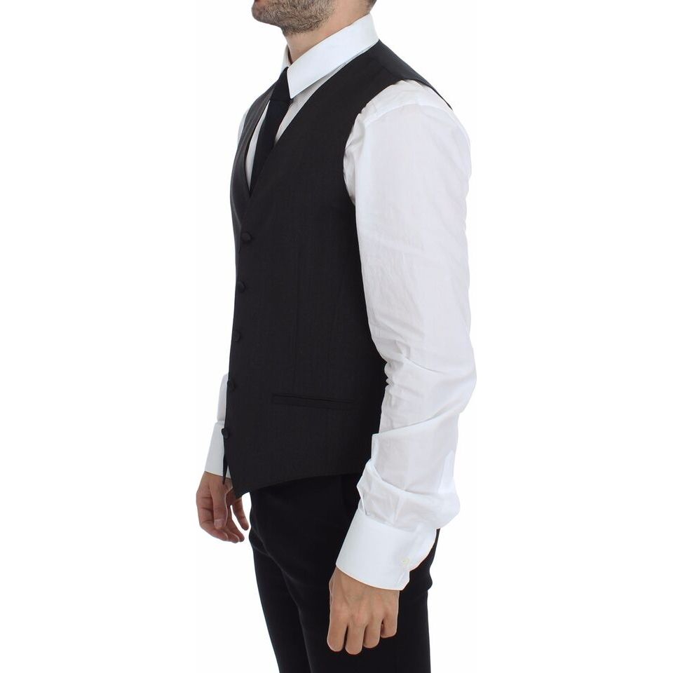 Dolce & Gabbana Gray Wool Stretch Dress Vest