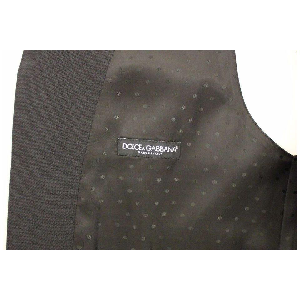 Dolce & Gabbana Black Wool Silk Dress Vest