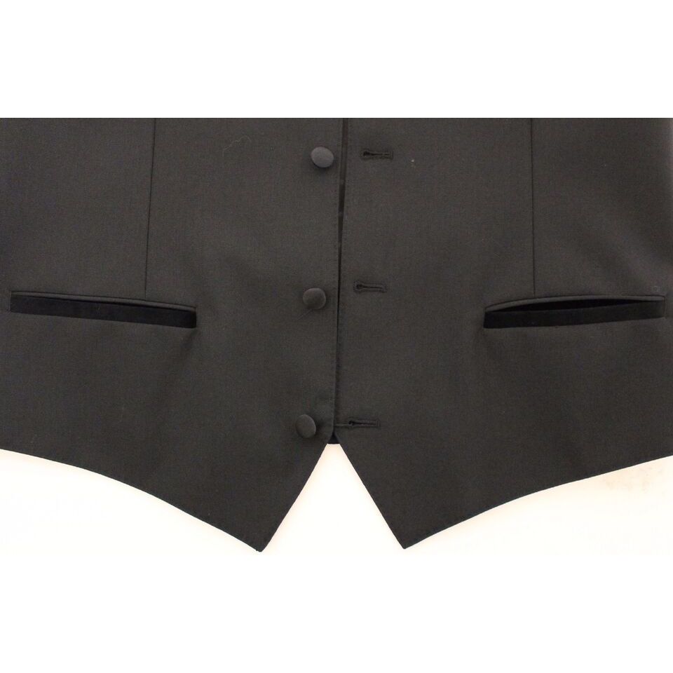 Dolce & Gabbana Black Wool Silk Dress Vest