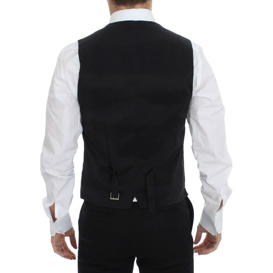 Dolce & Gabbana Black Wool Silk Dress Vest