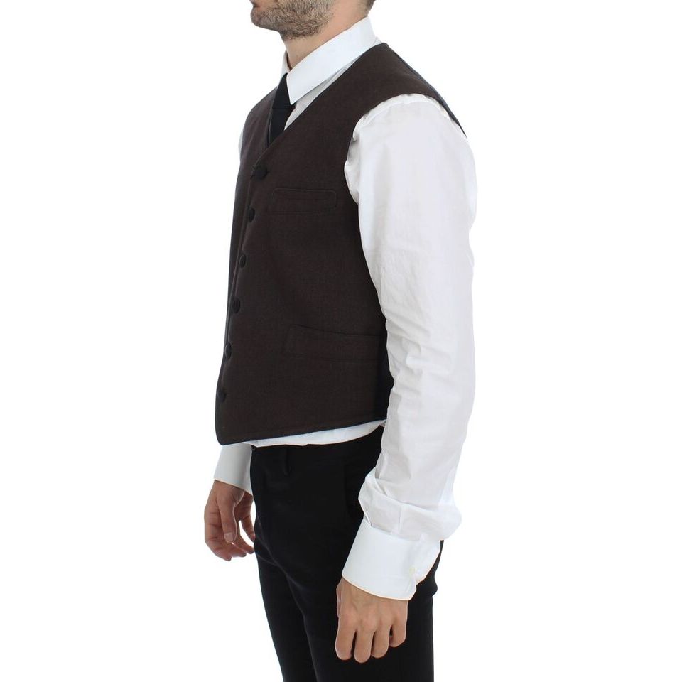 Dolce & Gabbana Brown Cotton Blend Dress Vest