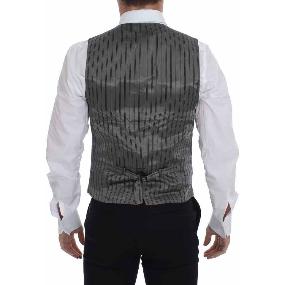 Dolce & Gabbana Gray Cotton Stretch Dress Vest