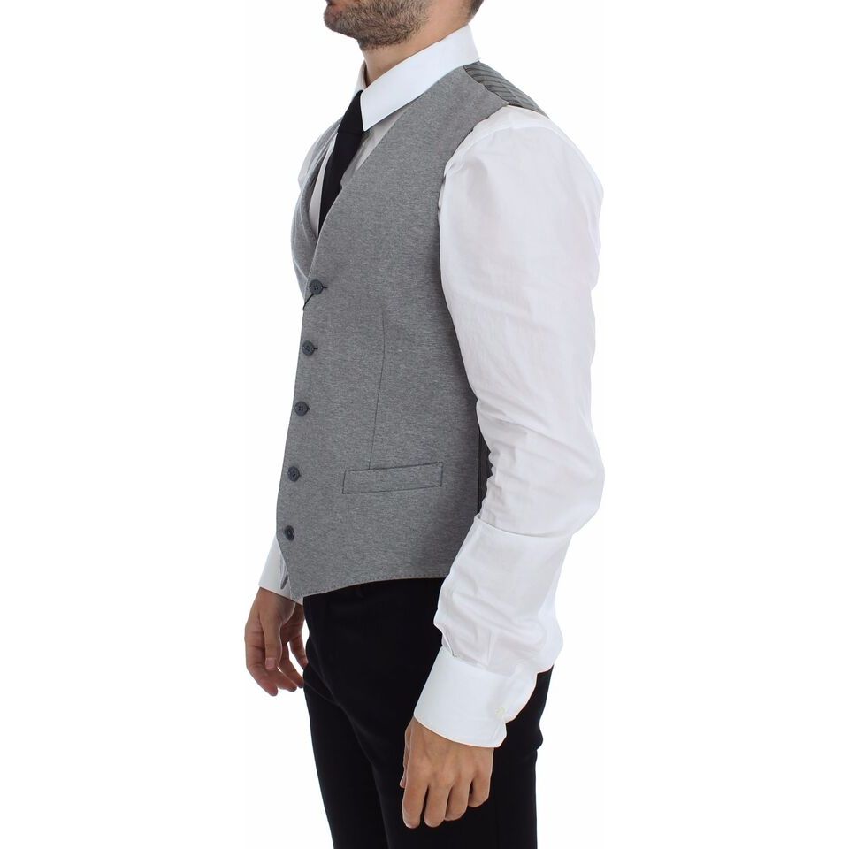 Dolce & Gabbana Gray Cotton Stretch Dress Vest