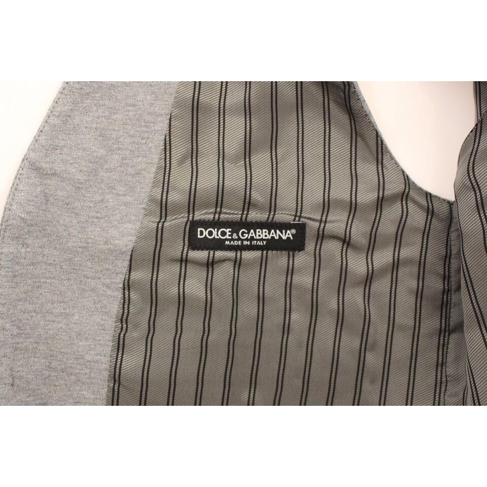 Dolce & Gabbana Gray Cotton Stretch Dress Vest