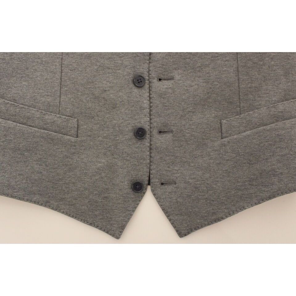 Dolce & Gabbana Gray Cotton Stretch Dress Vest