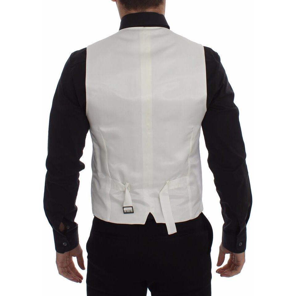 Dolce & Gabbana White Cotton Silk Dress Vest
