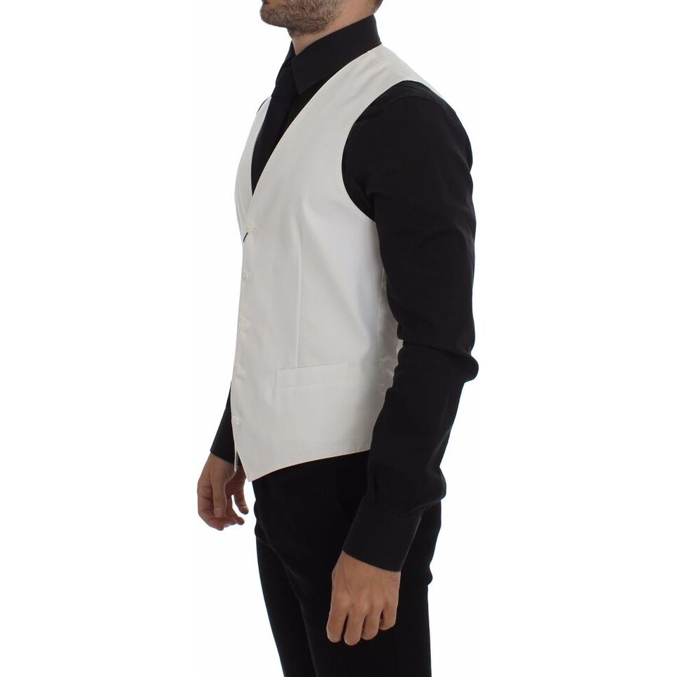 Dolce & Gabbana White Cotton Silk Dress Vest