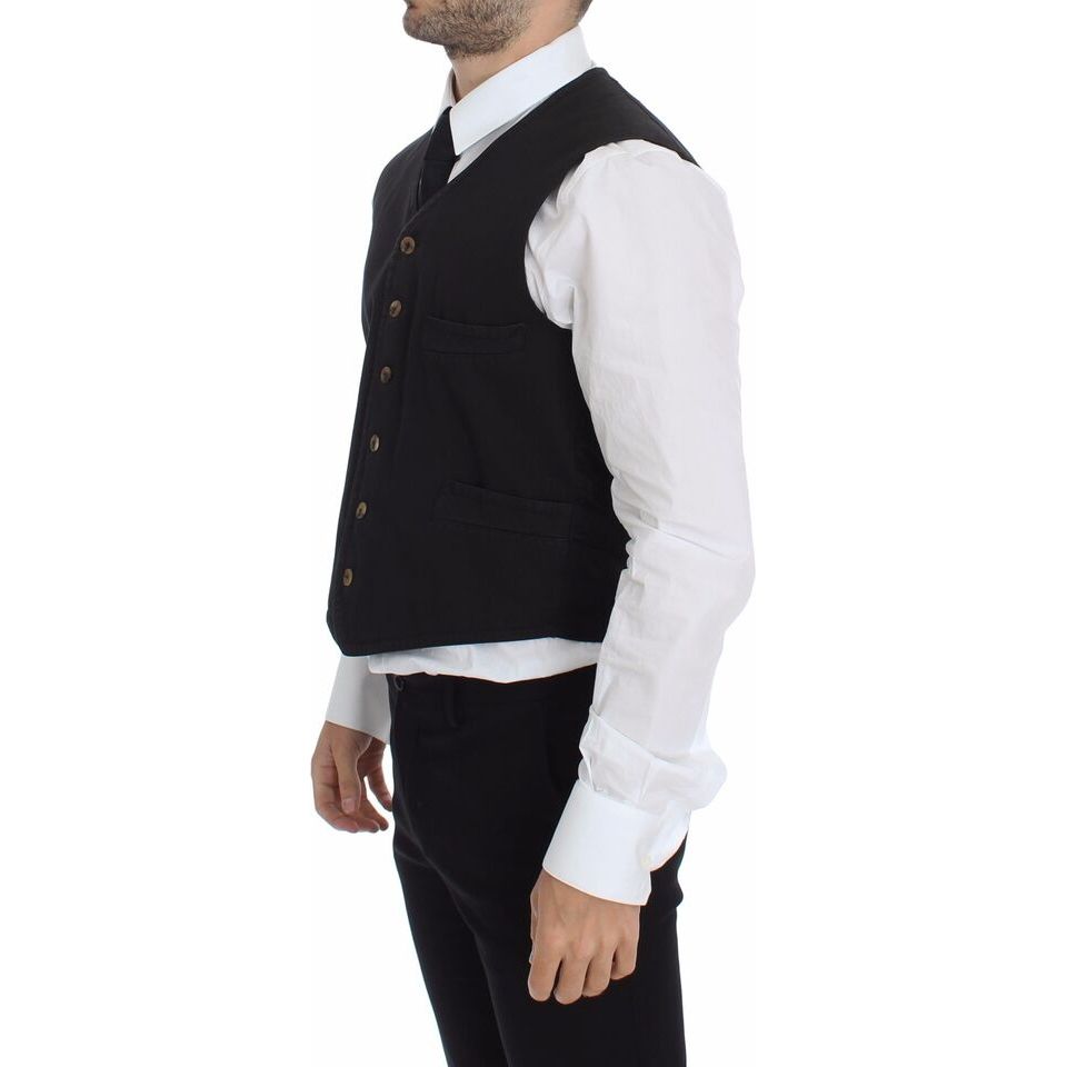 Dolce & Gabbana Black Cotton Dress Vest for Timeless Style