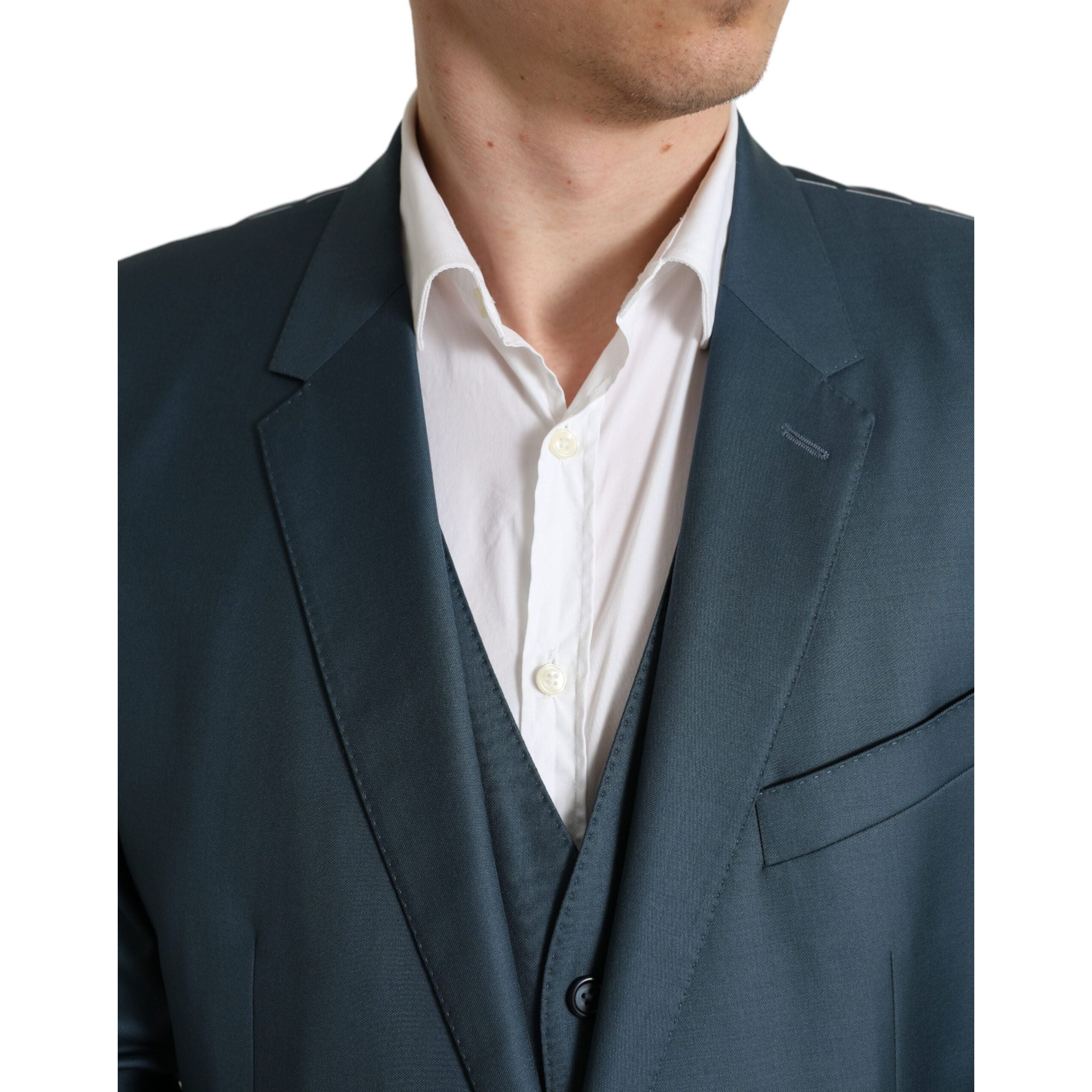 Dolce & Gabbana Green Wool Two-Piece Suit